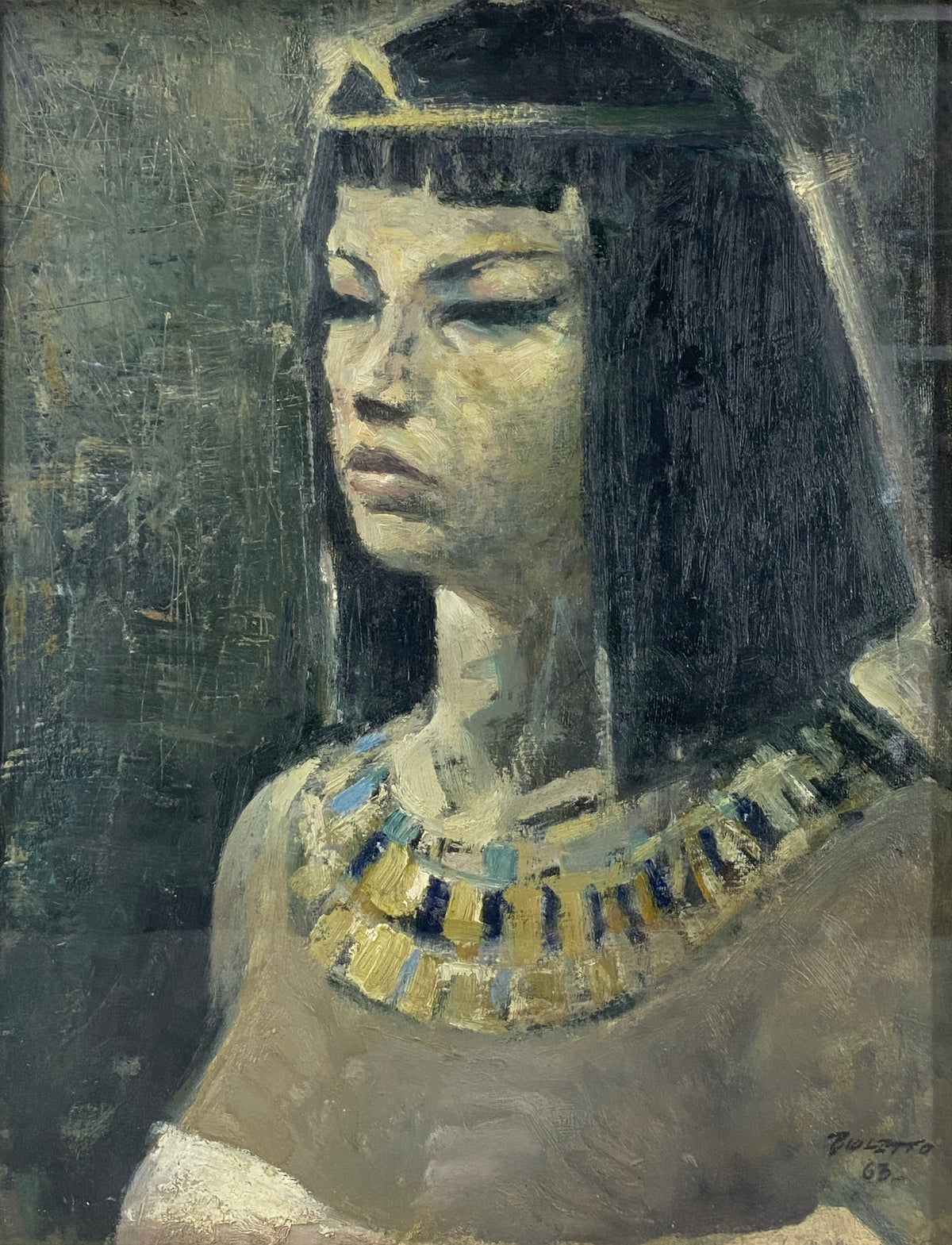 Ölgemälde "Porträt von Kleopatra" vermutlich von Angelo Bioletto (1906–1986), 1963