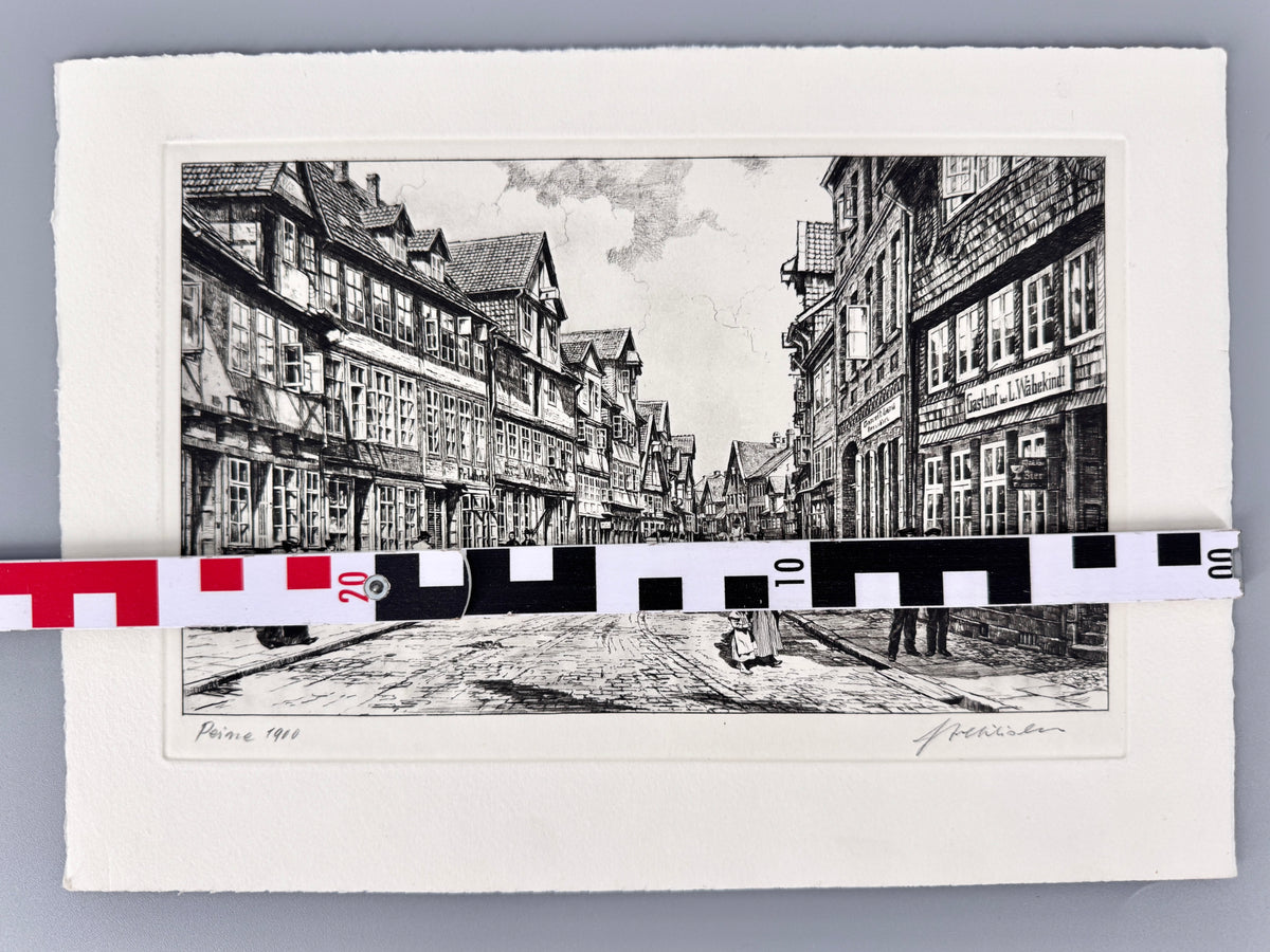 Peine 1900. Historische Radierung von Heinz Wehlisch