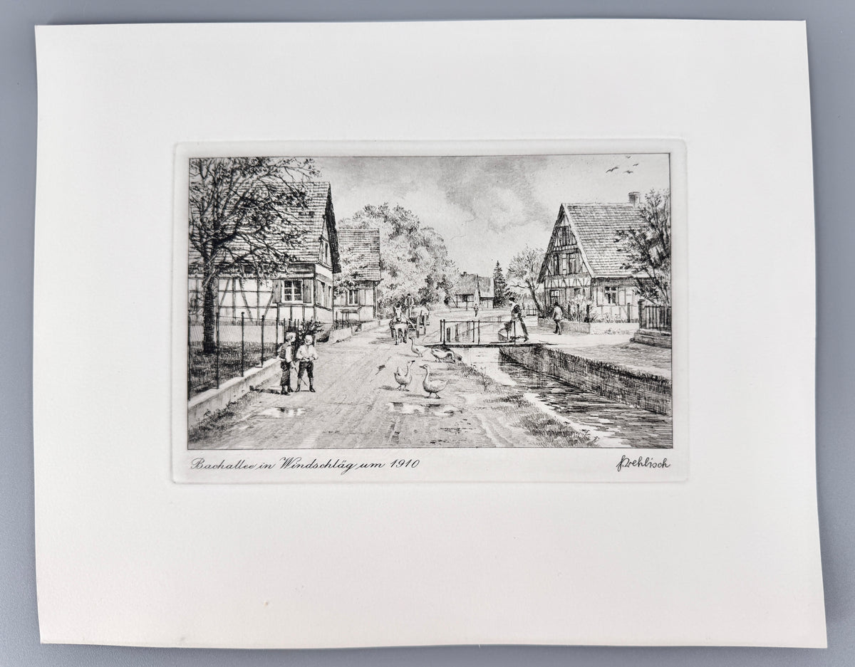 Zell - Weierbach um 1900. Historische Radierung von Heinz Wehlisch