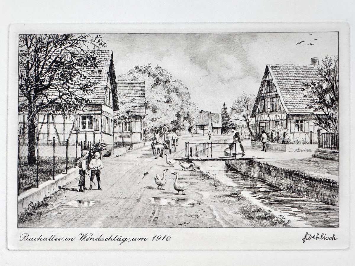 Zell - Weierbach um 1900. Historische Radierung von Heinz Wehlisch
