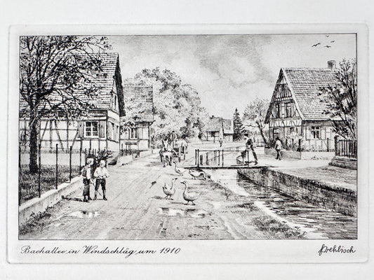 Zell - Weierbach um 1900. Historische Radierung von Heinz Wehlisch