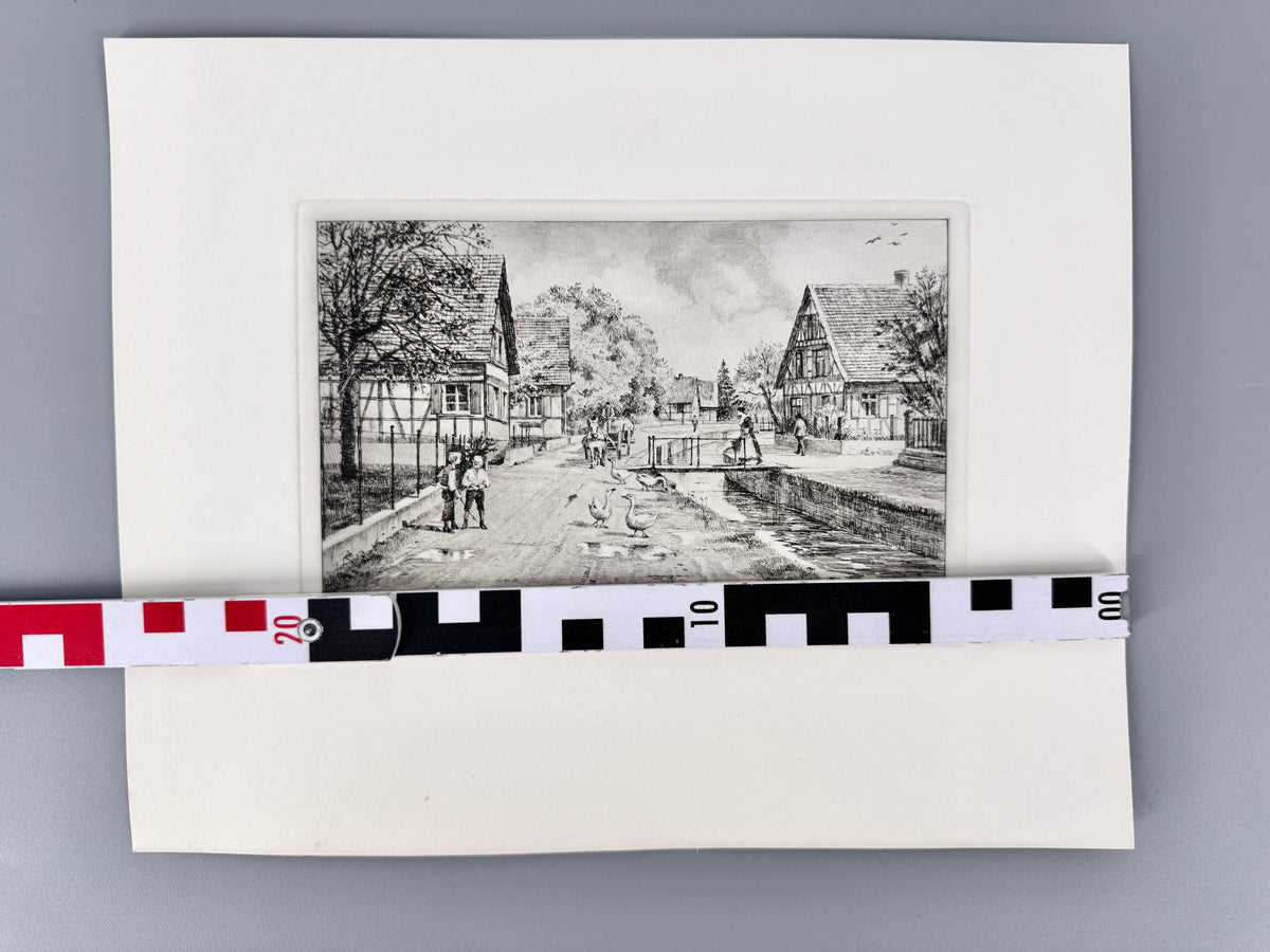 Bachallee in Windschläg um 1910. Historische Radierung von Heinz Wehlisch