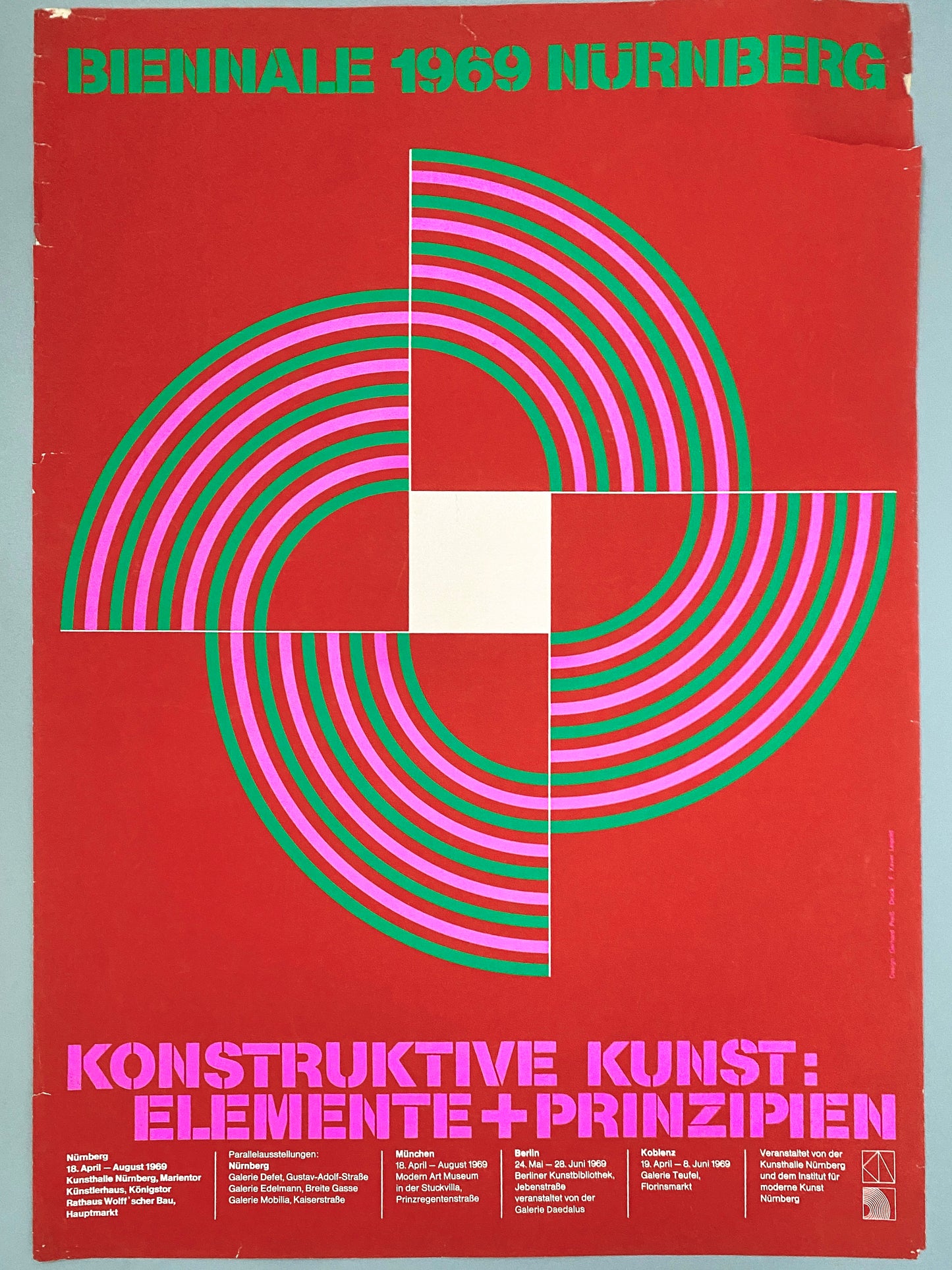 Biennale Nürnberg 1969. Konstruktive Elemente + Prinzipien. Plakat Gerhard Preiß, Siebdruck