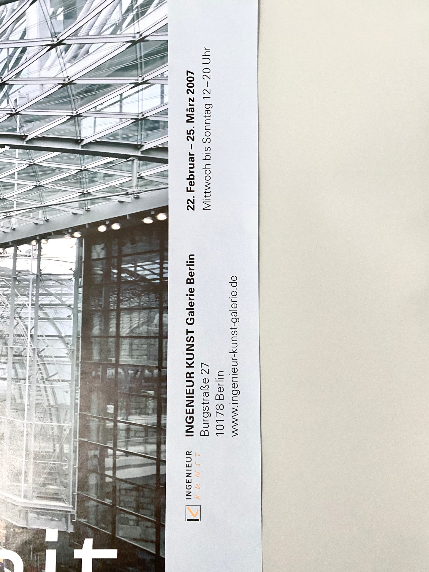 Plakat, Berliner Hauptbahnhof. Architektur-Ausstellung Schlaich Bergermann und Partner, INGENIEUR KUNST Galerie Berlin