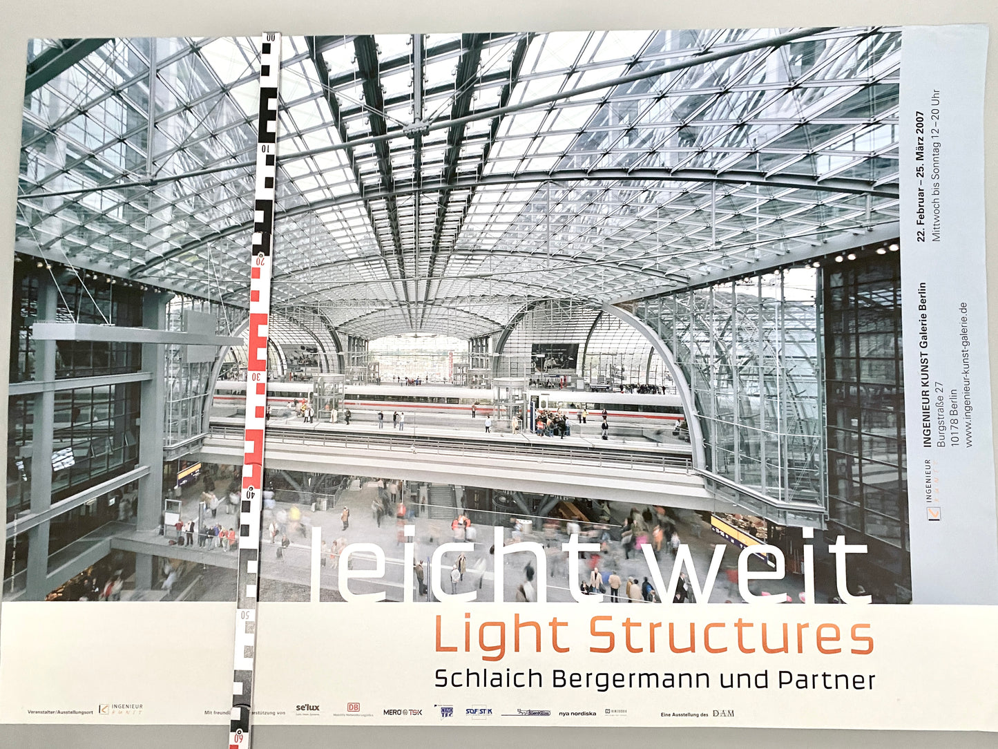 Plakat, Berliner Hauptbahnhof. Architektur-Ausstellung Schlaich Bergermann und Partner, INGENIEUR KUNST Galerie Berlin