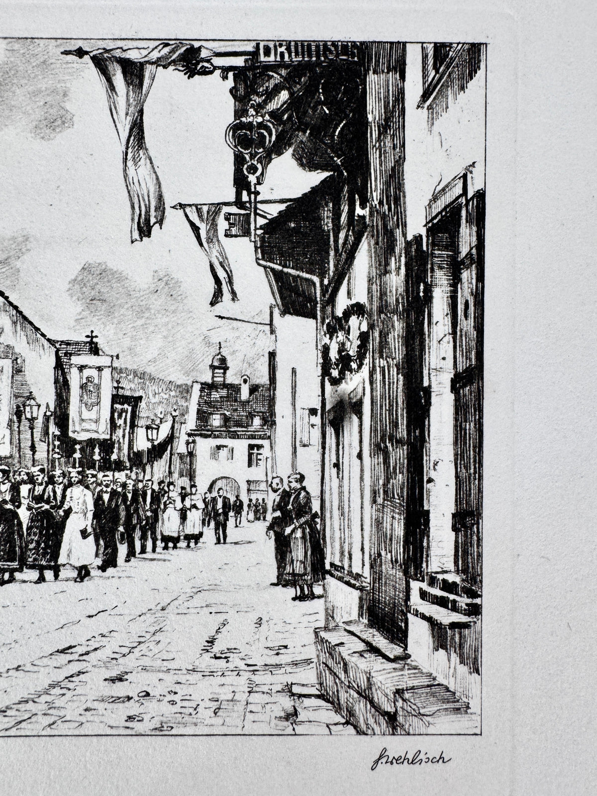 Radierung, Kirschzarten Südschwarzwald, um 1905. Von Heinz Wehlisch