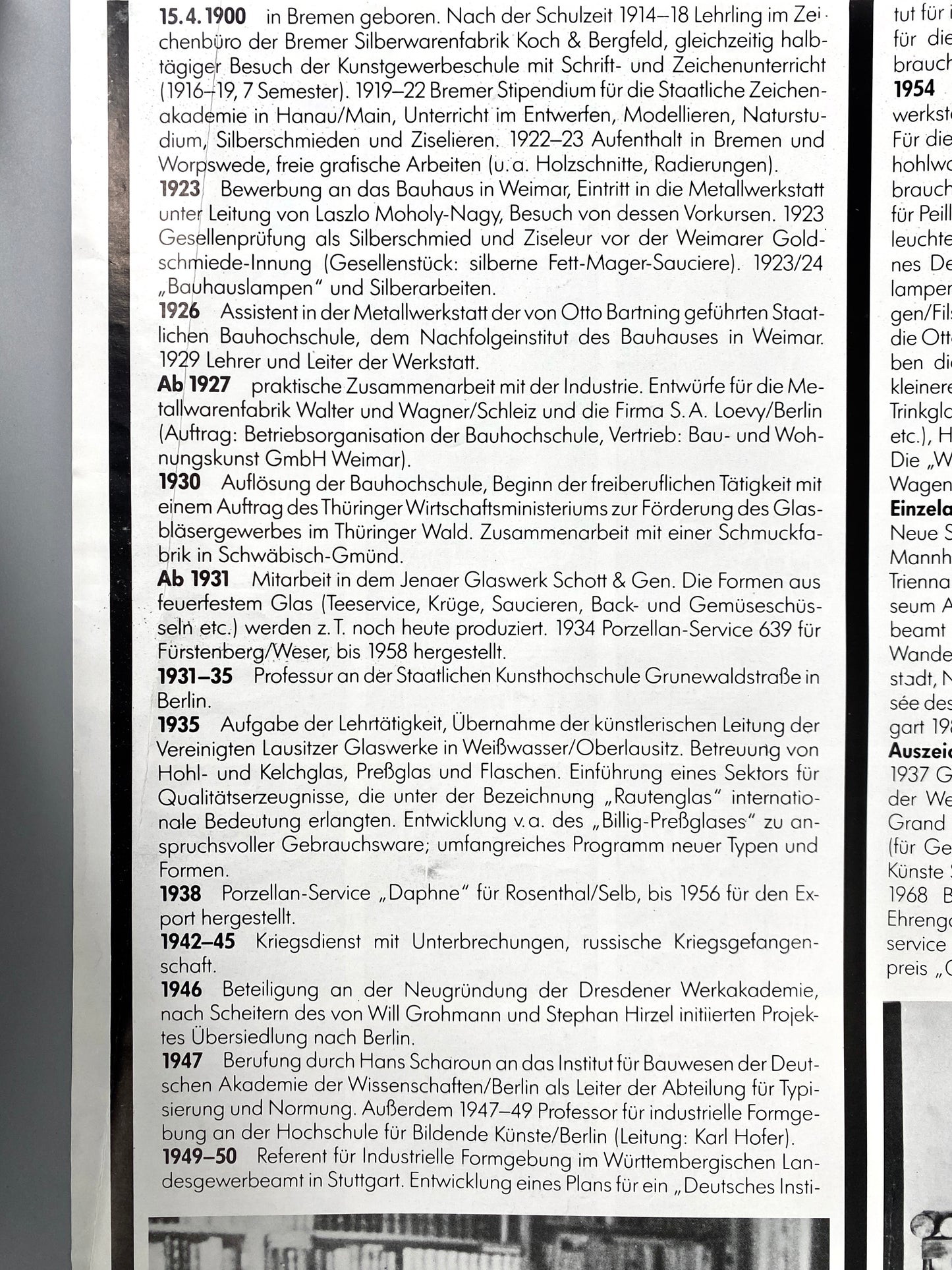 Plakat Wilhelm Wagenfeld, bauhaus Dessau hrsg.