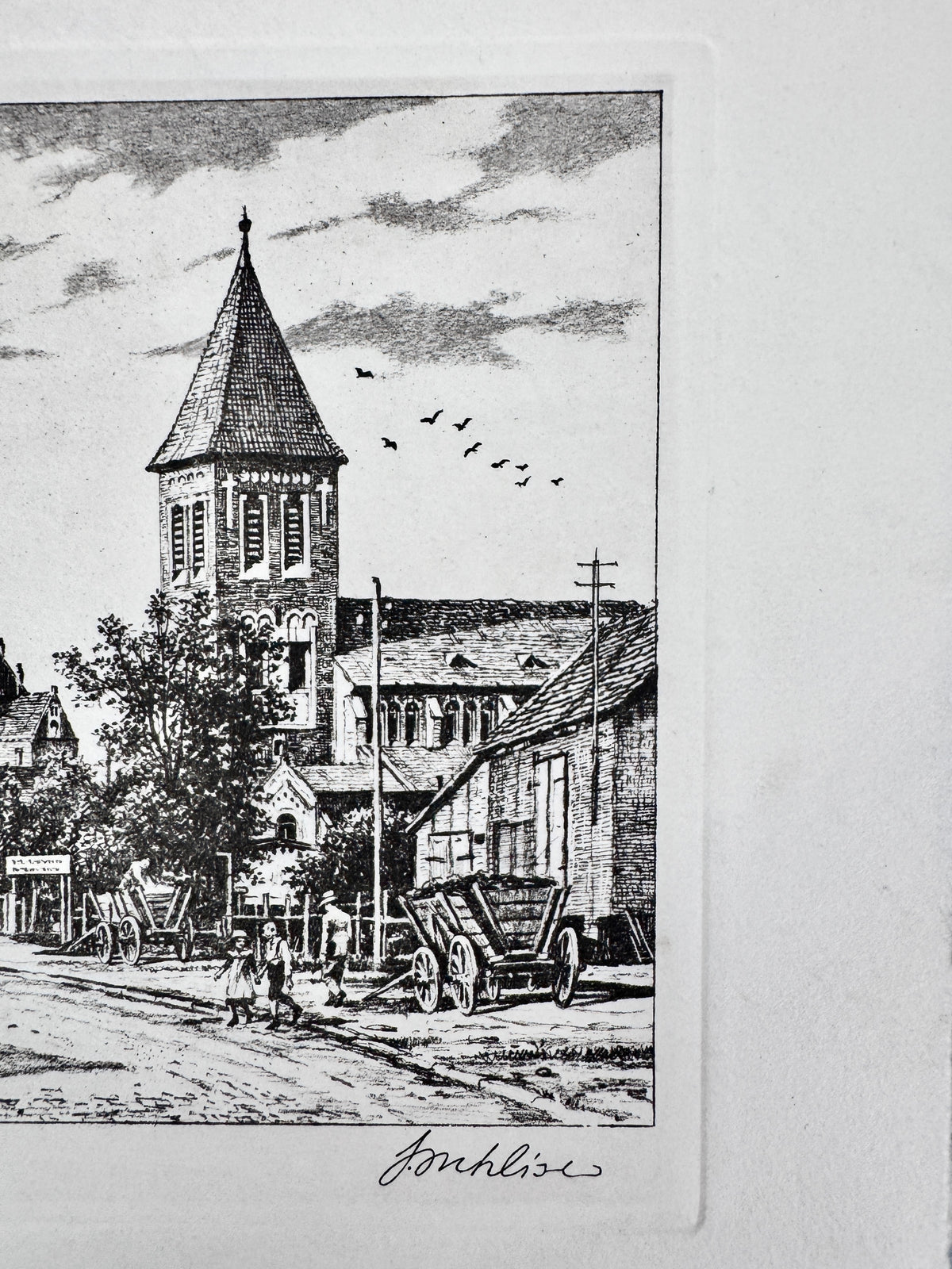 Radierung, Strasburg um 1910. Historische Ansicht von Heinz Wehlisch