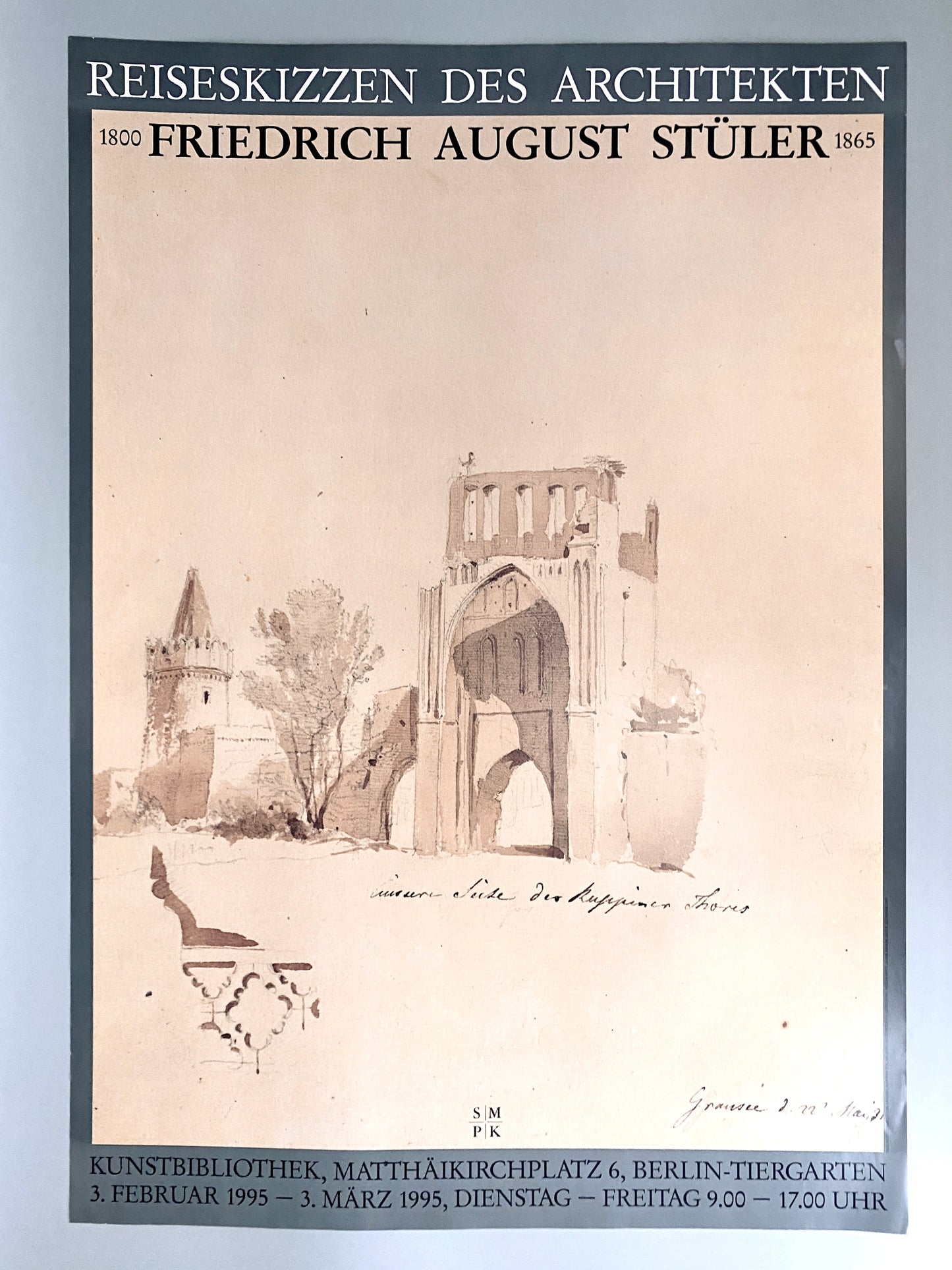 Ausstellungsplakat Friedrich August Stüler, Reiseskizzen des Architekten. Kunstbibliothek Berlin
