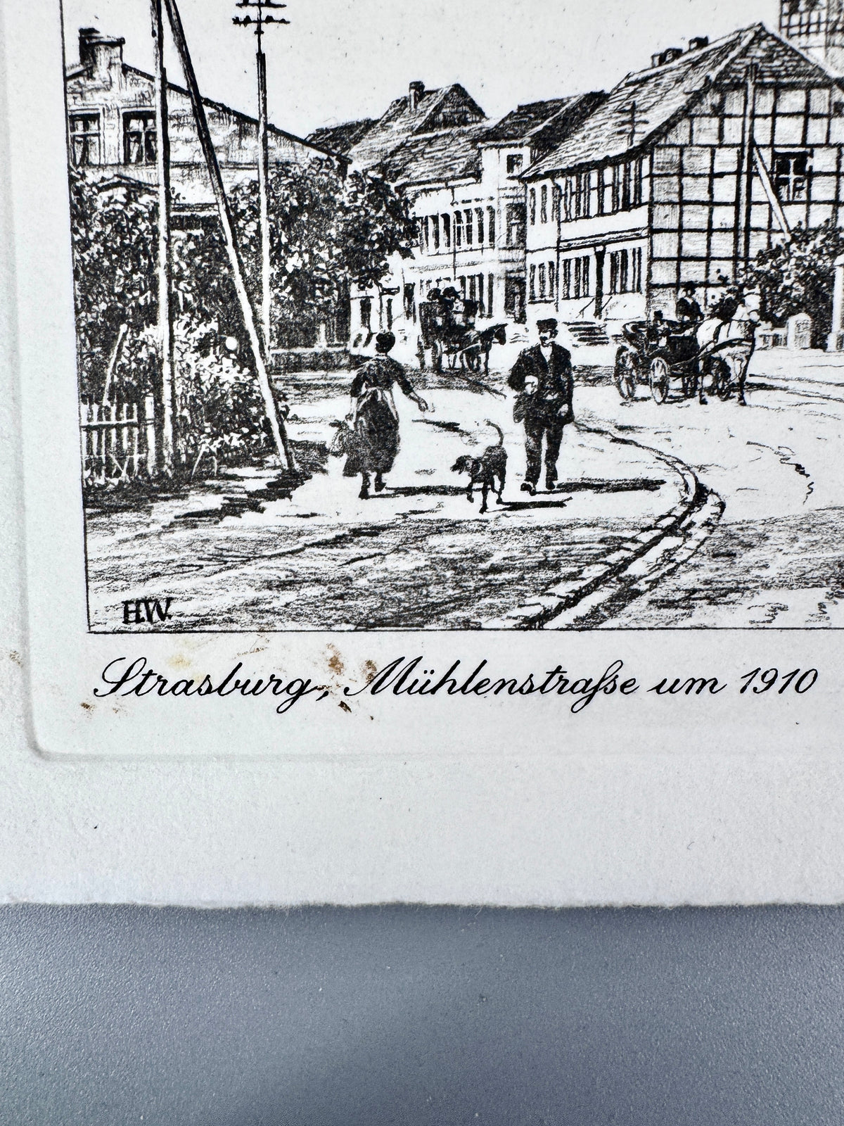 Radierung, Strasburg um 1910. Historische Ansicht von Heinz Wehlisch