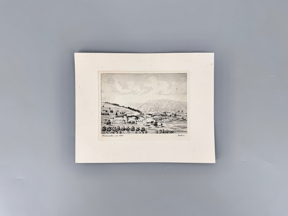 Radierung, Hinterzarten um 1890. Historische Ansicht von Heinz Wehlisch