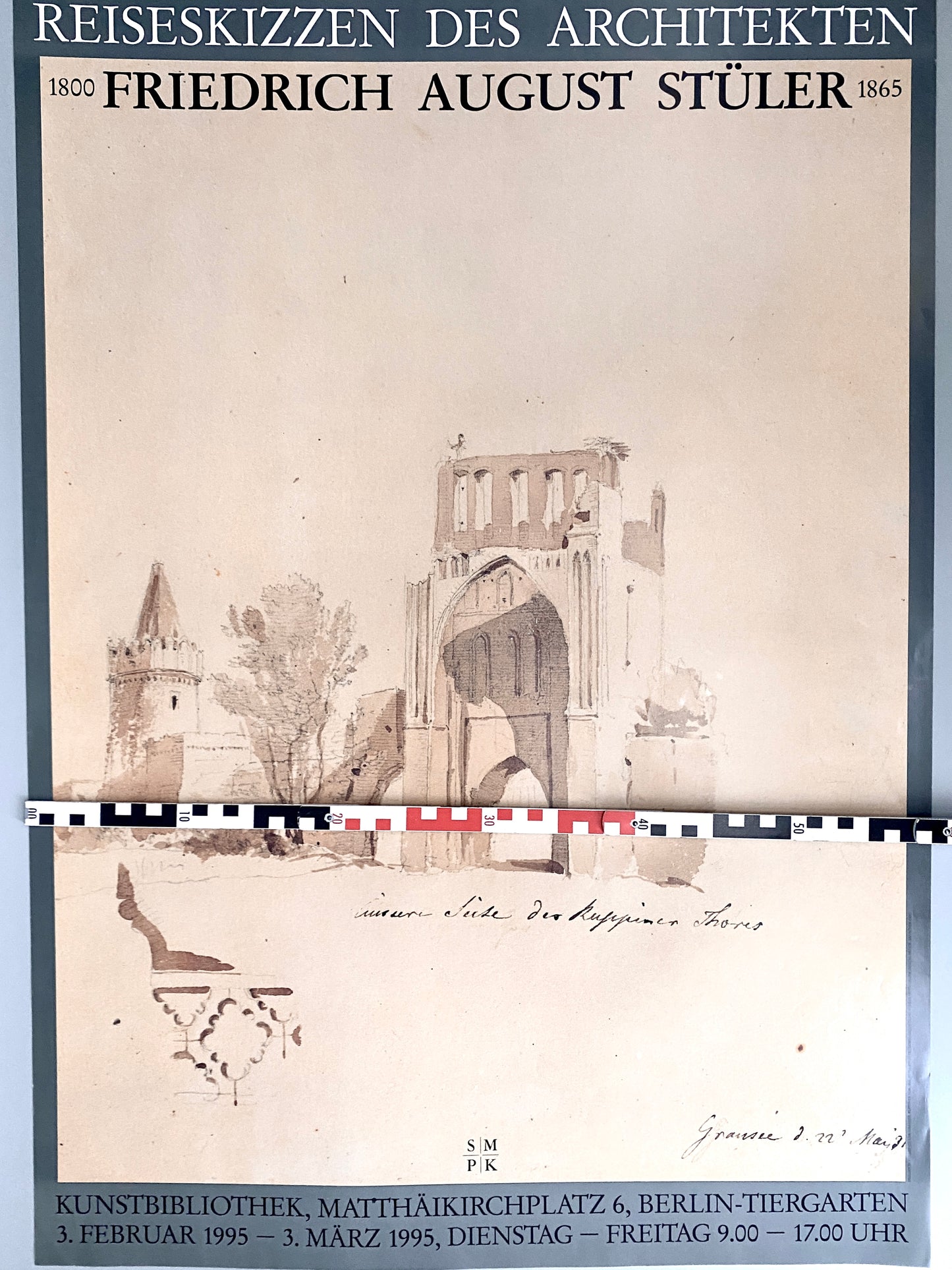 Ausstellungsplakat Friedrich August Stüler, Reiseskizzen des Architekten. Kunstbibliothek Berlin