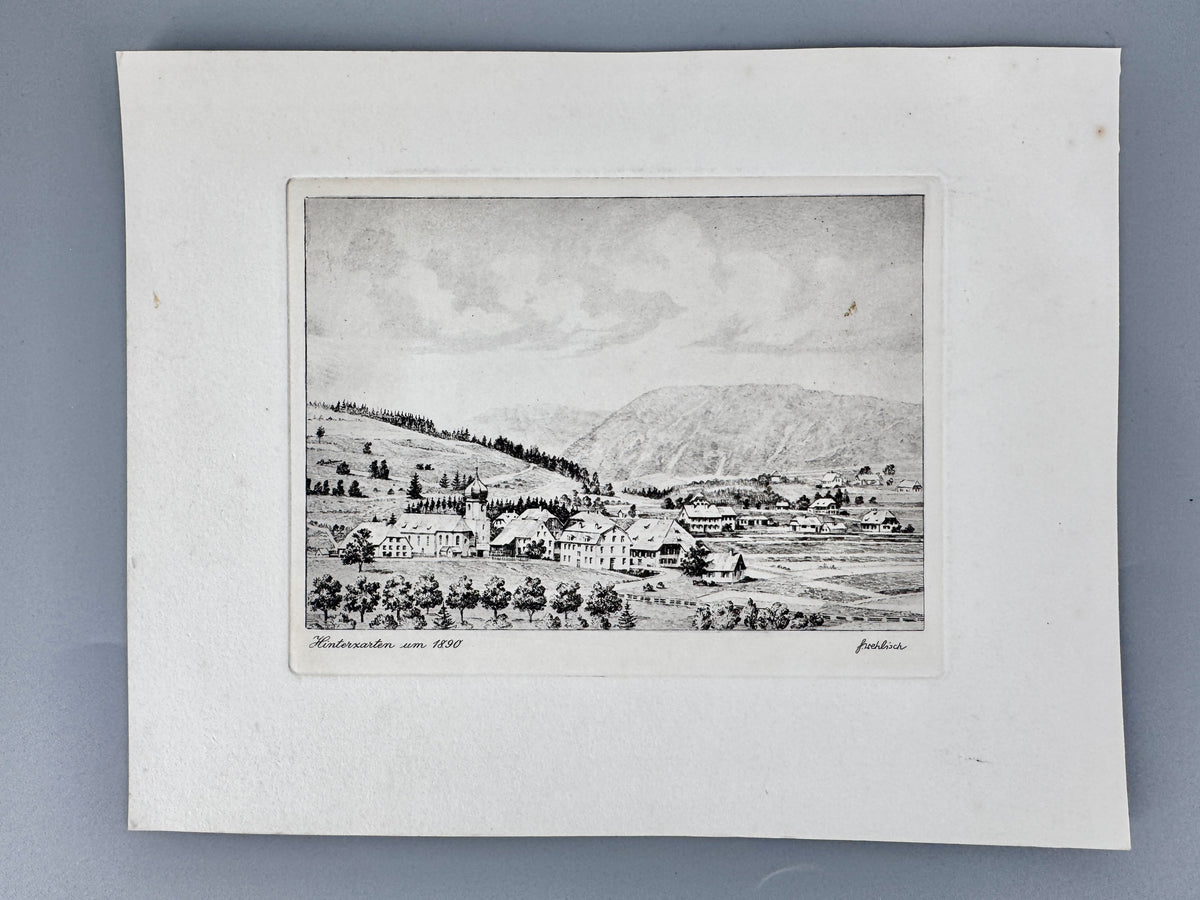 Radierung, Hinterzarten um 1890. Historische Ansicht von Heinz Wehlisch