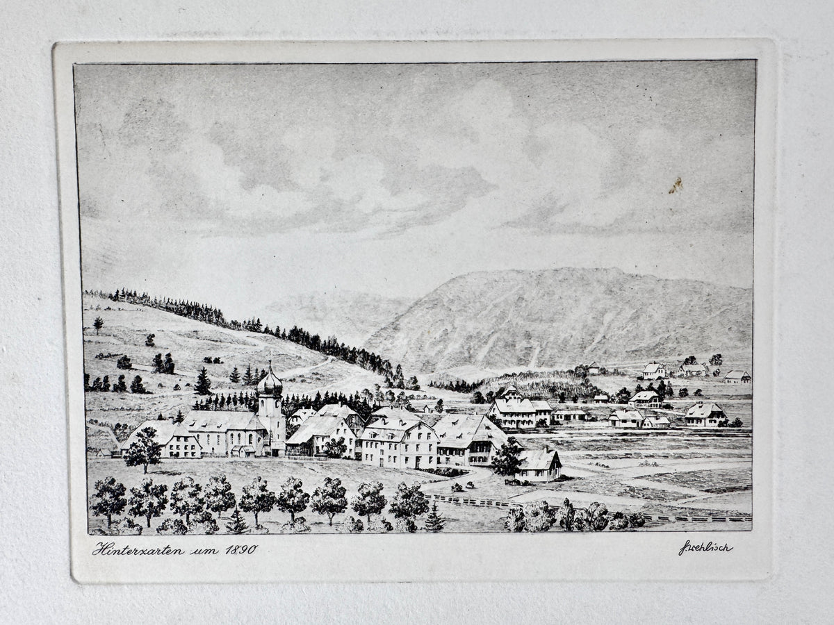 Radierung, Hinterzarten um 1890. Historische Ansicht von Heinz Wehlisch