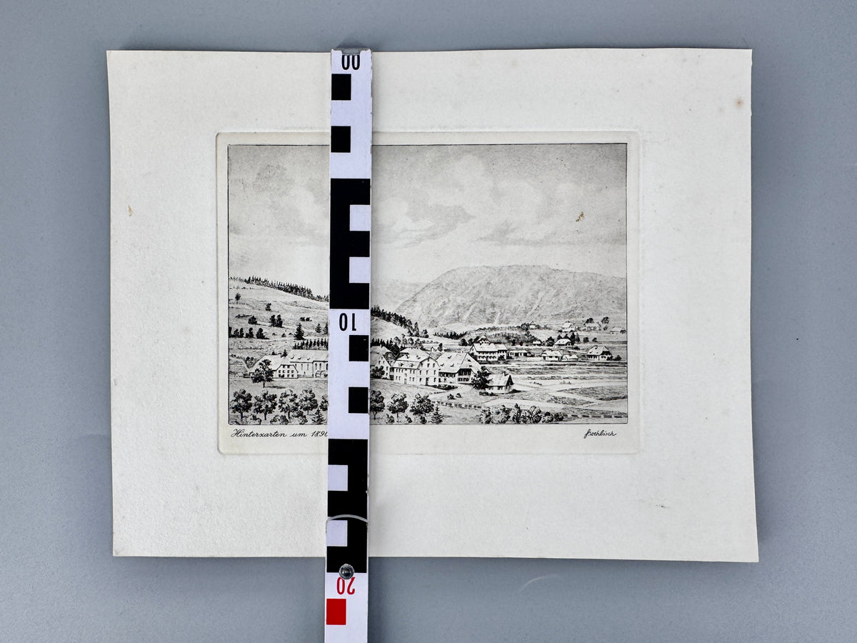 Radierung, Hinterzarten um 1890. Historische Ansicht von Heinz Wehlisch