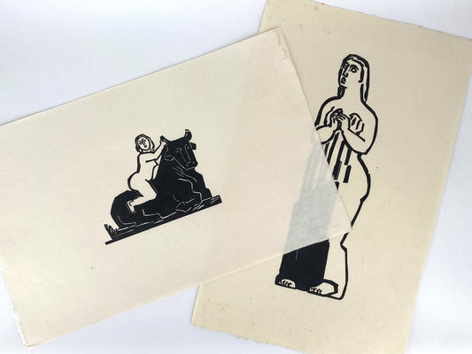 Zwei Holzschnitte von Gustav Heinrich Wolff (1886–1934) mit Nachlass-Stempel, Edition der Griffelkunst-Vereinigung, Hamburg 1965/1966