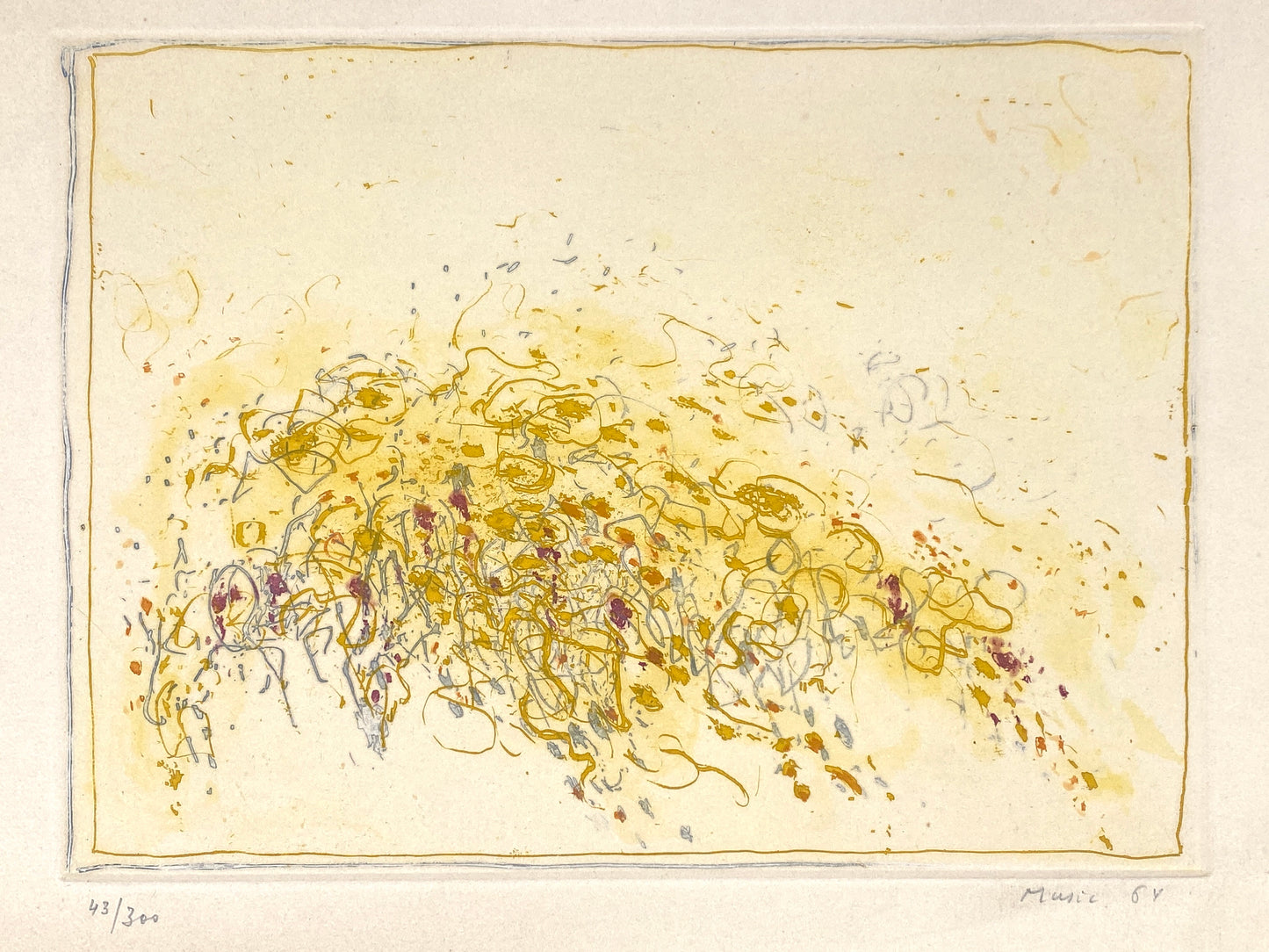 Signierte und nummerierte Aquatinta-Radierung "Point de repère" von Zoran Mušič (1909–2005), Jahresgabe der Kestner-Gesellschaft, Hannover 1964