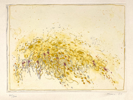 Signierte und nummerierte Aquatinta-Radierung "Point de repère" von Zoran Mušič (1909–2005), Jahresgabe der Kestner-Gesellschaft, Hannover 1964