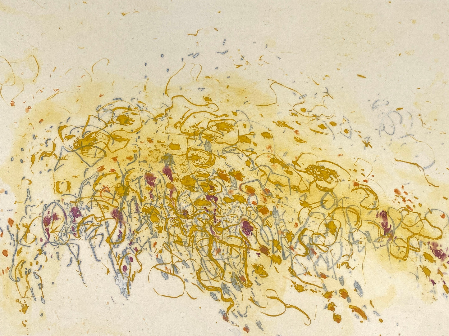 Signierte und nummerierte Aquatinta-Radierung "Point de repère" von Zoran Mušič (1909–2005), Jahresgabe der Kestner-Gesellschaft, Hannover 1964