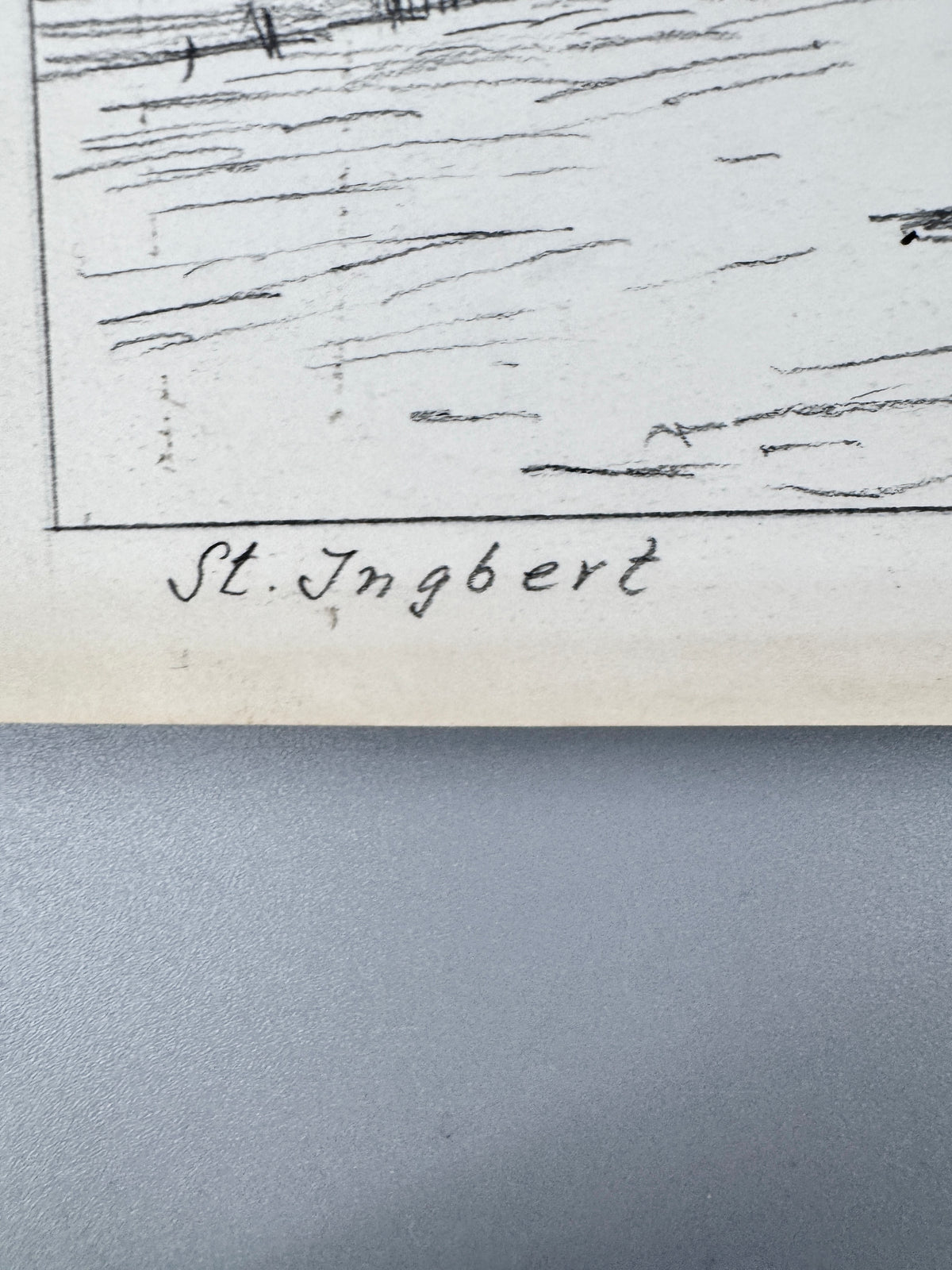 Zeichnung, historische Ansicht von St. Ingbert im Saarland. Von Heinz Wehlisch