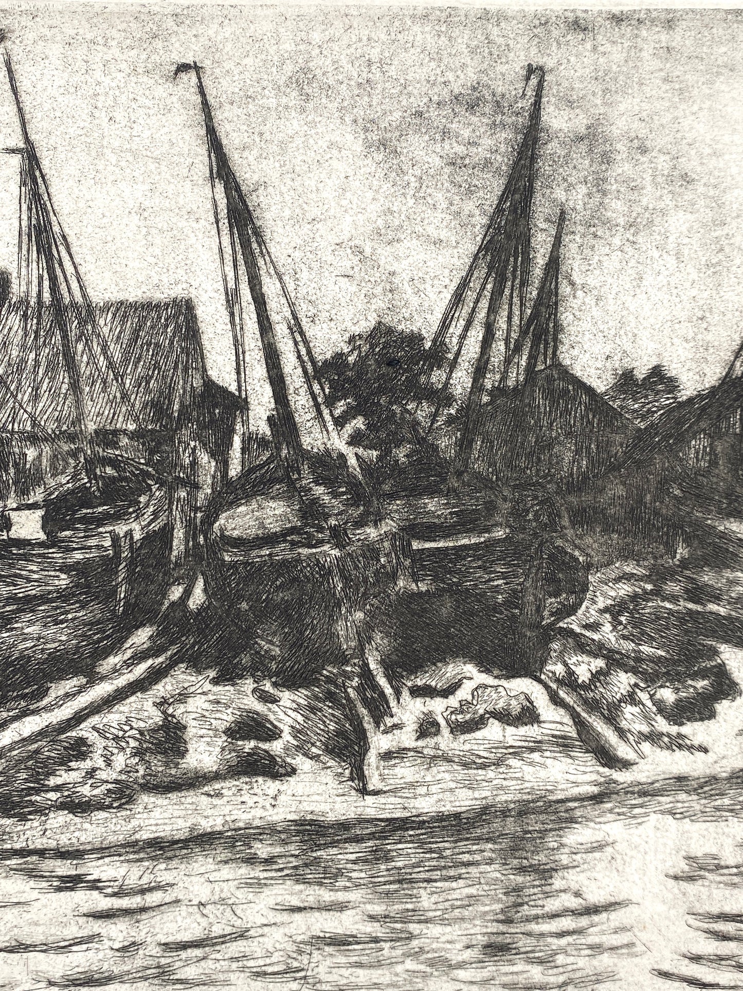 Radierung "Schiffswerft" von Friedrich Schaper (1869–1956), Edition der Griffelkunst-Vereinigung, 1930/1971