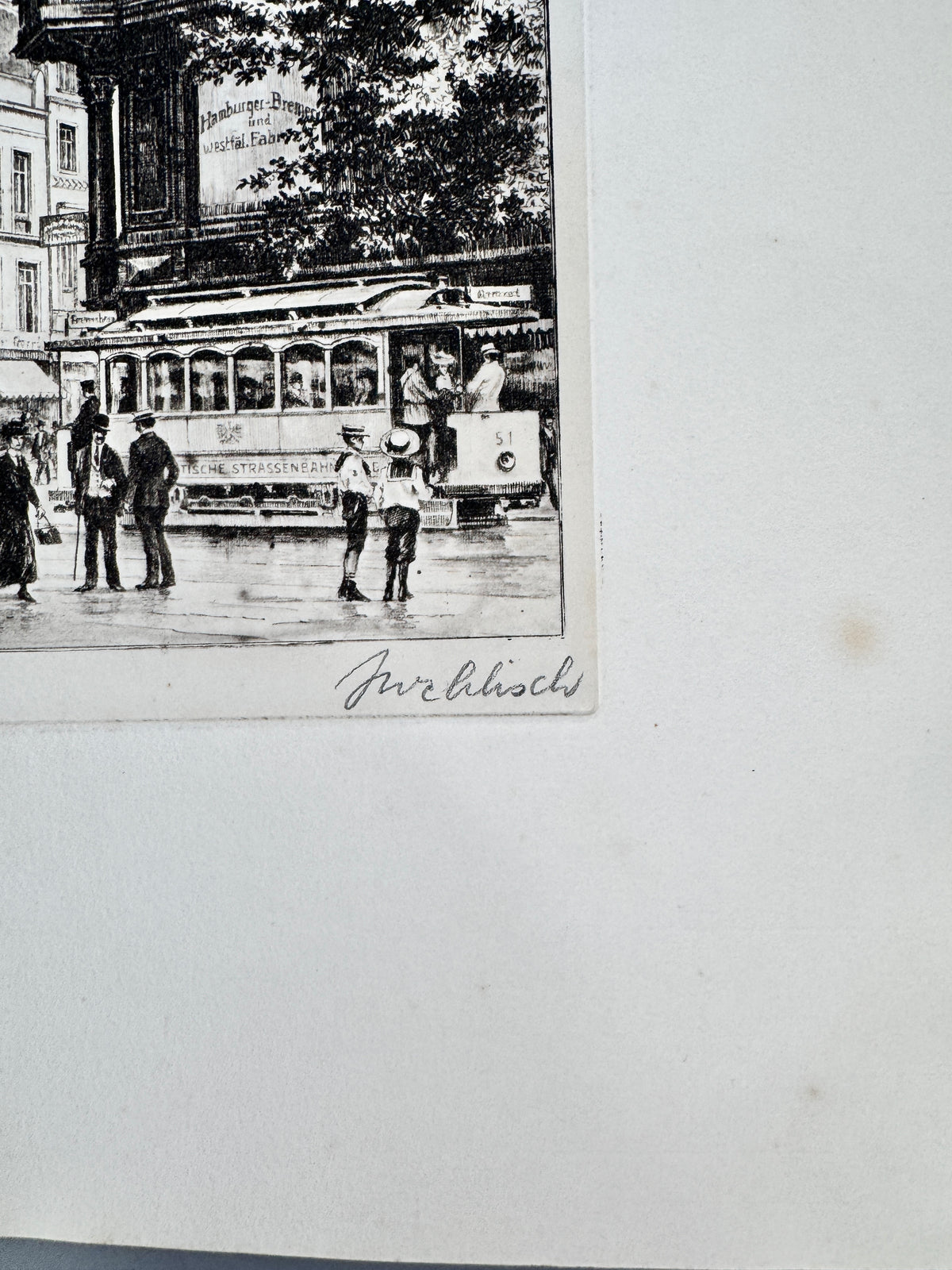 Radierung, Dortmund um 1910. Stadtansicht Innenstadt, von Heinz Wehlisch