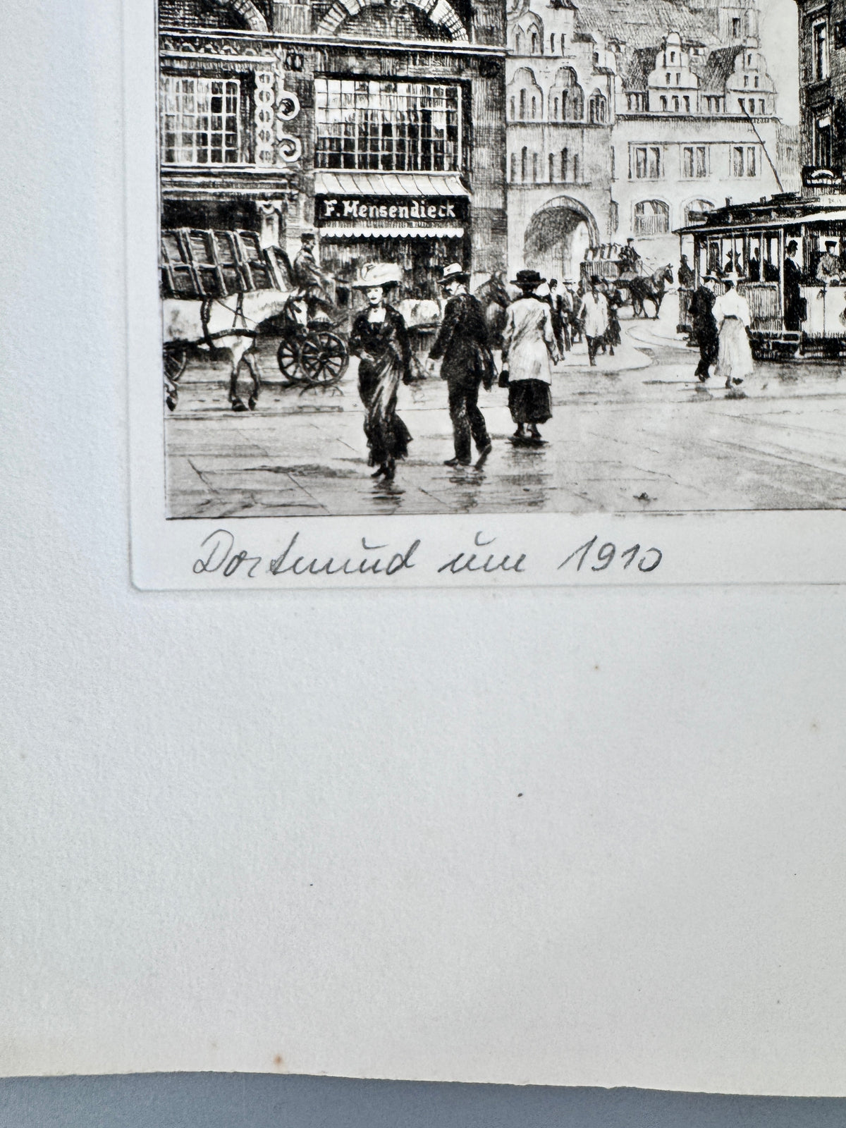 Radierung, Dortmund um 1910. Stadtansicht Innenstadt, von Heinz Wehlisch