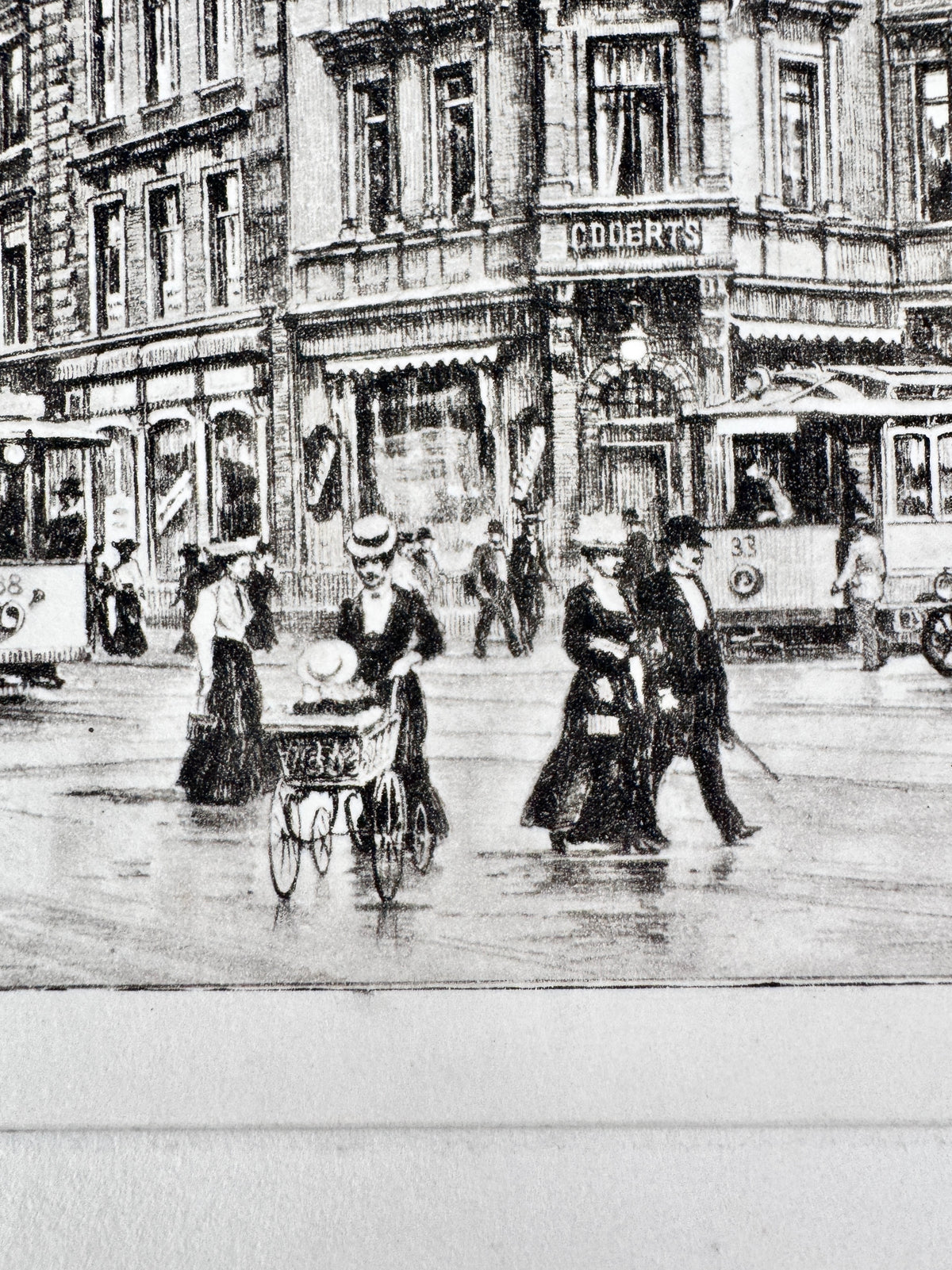 Radierung, Dortmund um 1910. Stadtansicht Innenstadt, von Heinz Wehlisch