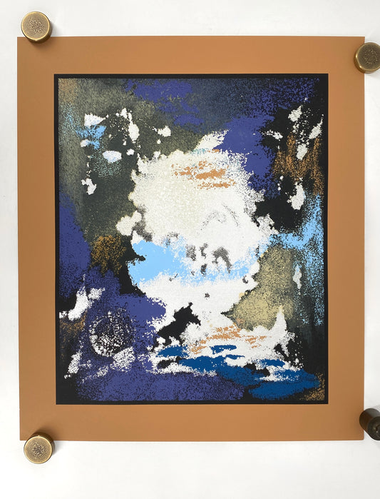 Siebdruck "Sommernachtstraum" mit glänzender Silberfarbe von Ernst Jörg Kruttschnitt, 1988