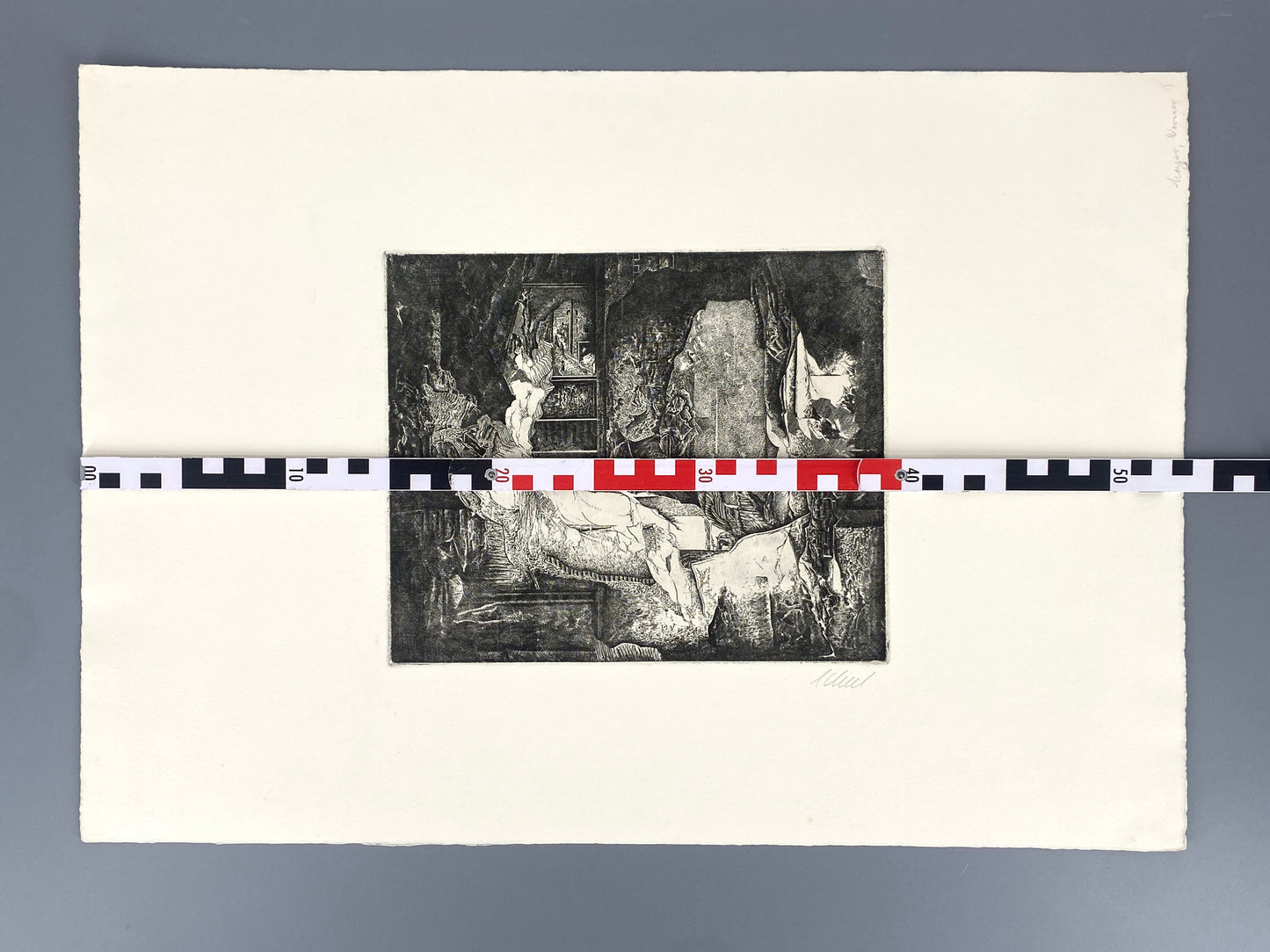 Radierung "Interieur" von Udo Scheel (geb. 1940), Edition der Griffelkunst-Vereinigung, Hamburg 1968