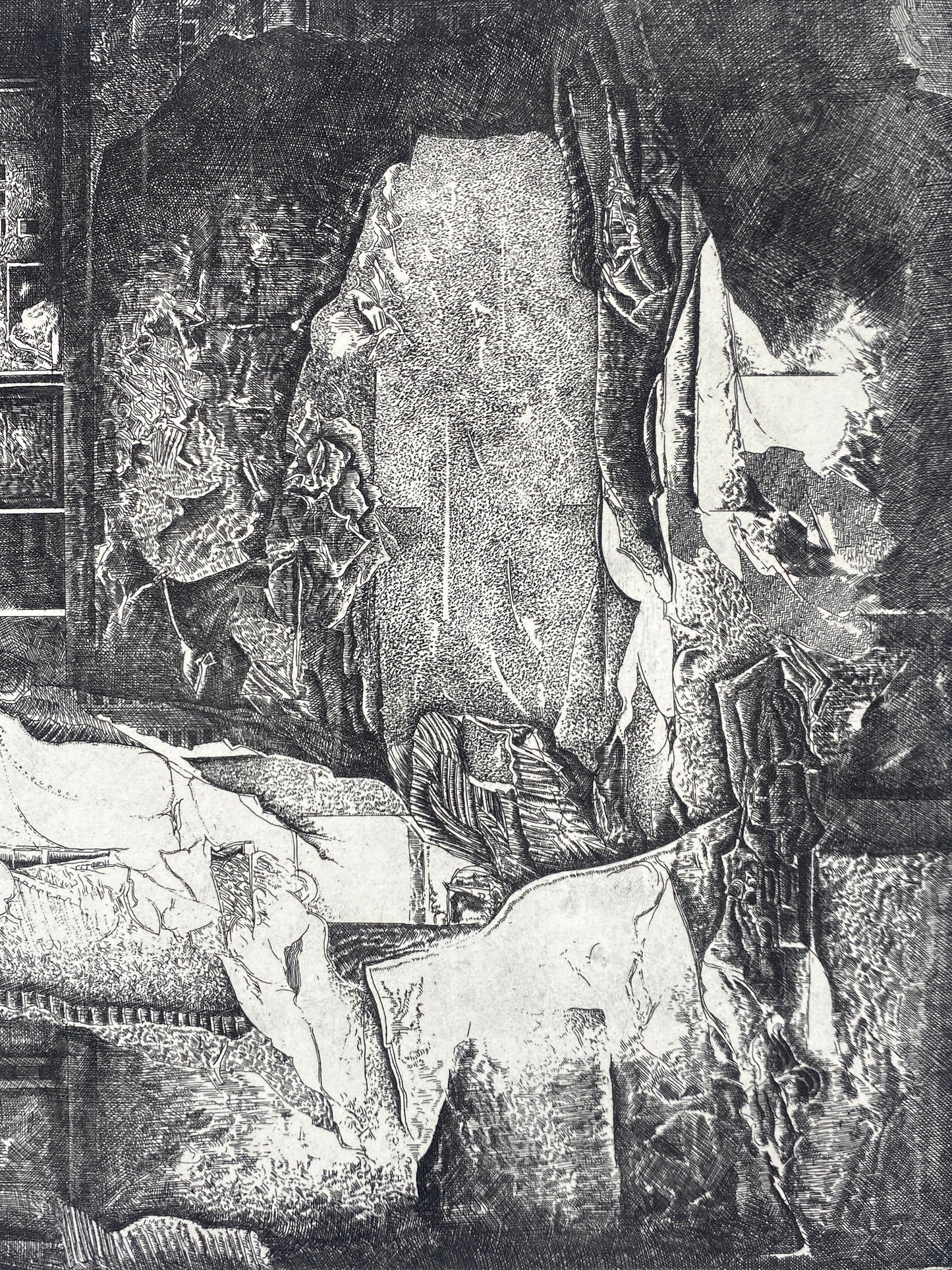 Radierung "Interieur" von Udo Scheel (geb. 1940), Edition der Griffelkunst-Vereinigung, Hamburg 1968
