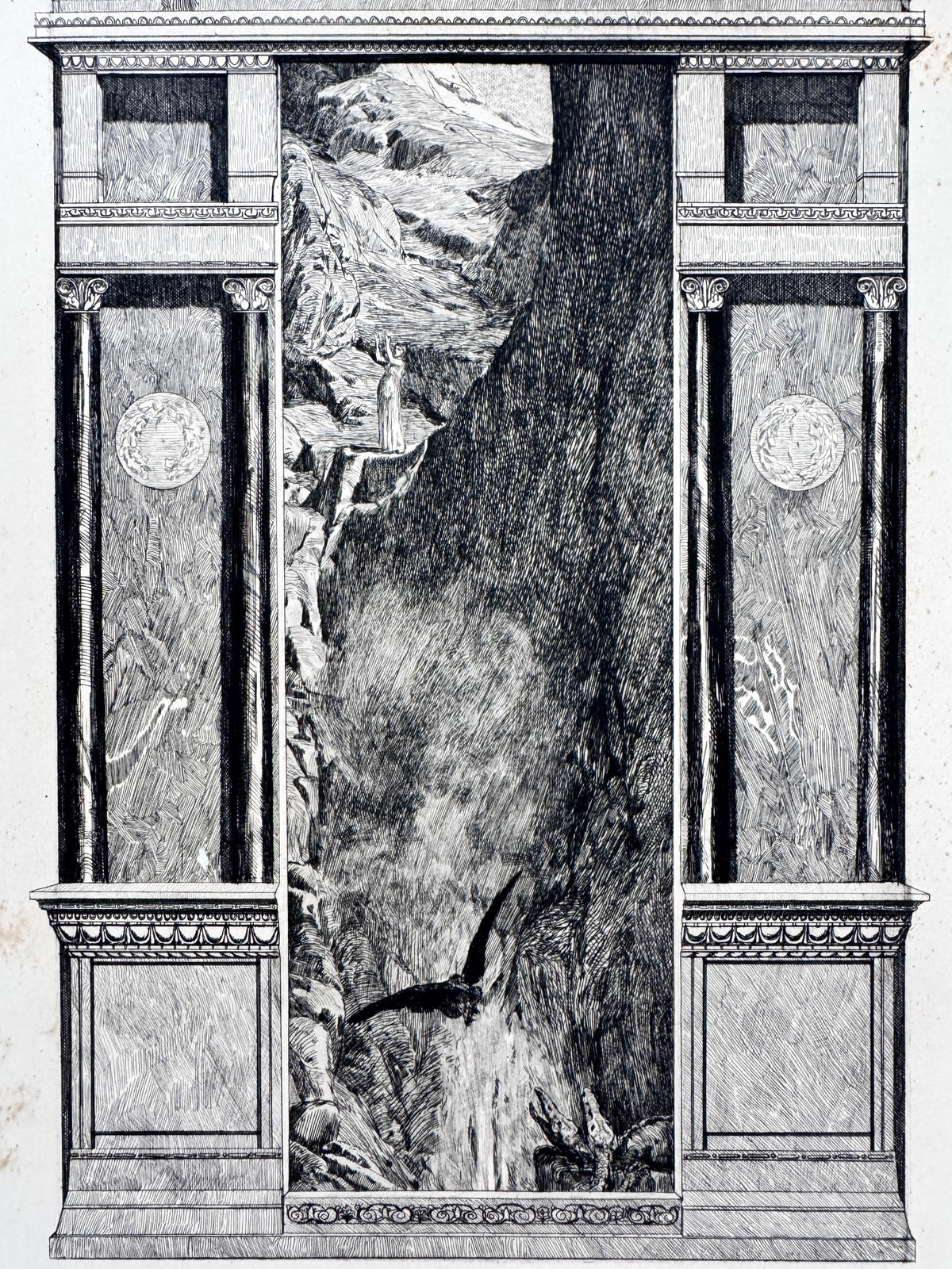 Max Klinger - Psyche und der Adler Jupiters. Aus: Amor und Psyche, Blatt 11