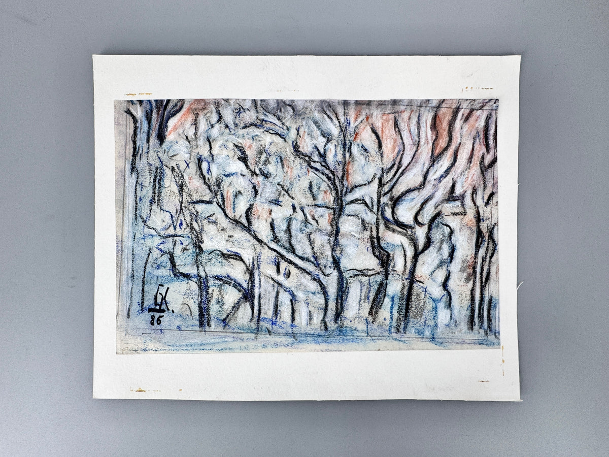 Pastellkreidengemälde, Waldmotiv