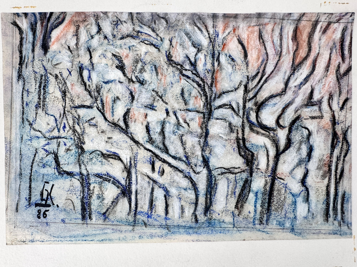 Pastellkreidengemälde, Waldmotiv