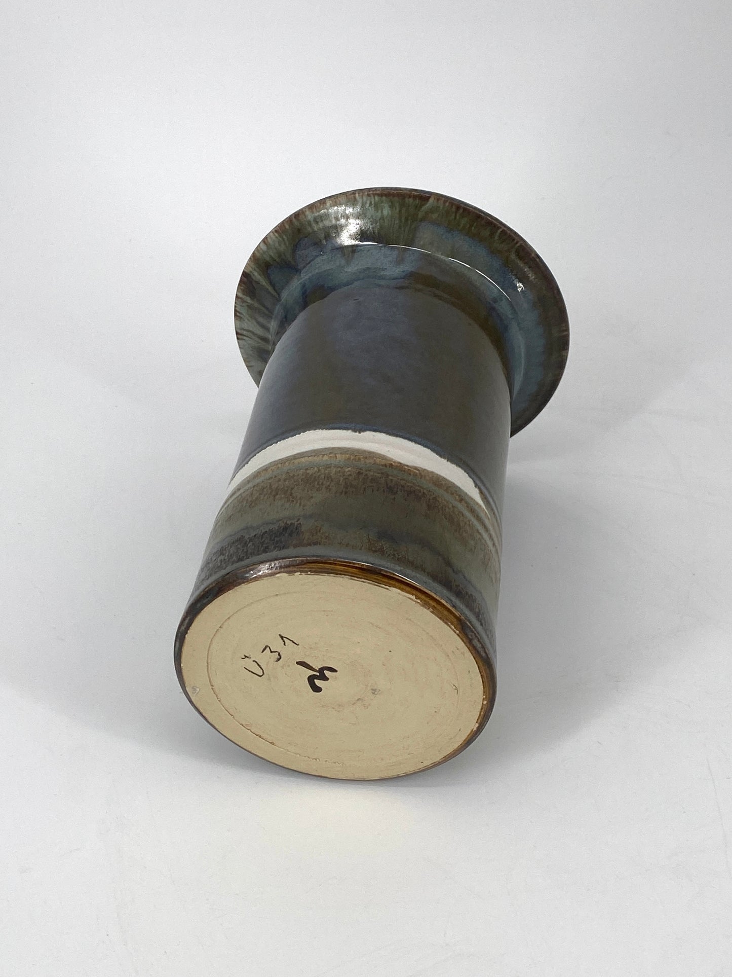 Studiokeramik Vase mit grünem Farbverlauf, 70er