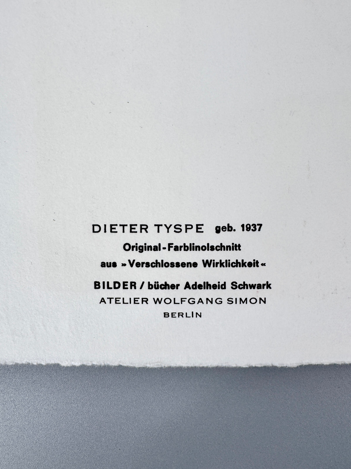 10X farbige Linolschnitte von Dieter Tyspe, Auf Bütten-Papier. Stier und Frau