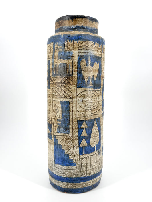 Große Vase von Gerhard Liebenthron, Ritzdekor, signiert, 1962