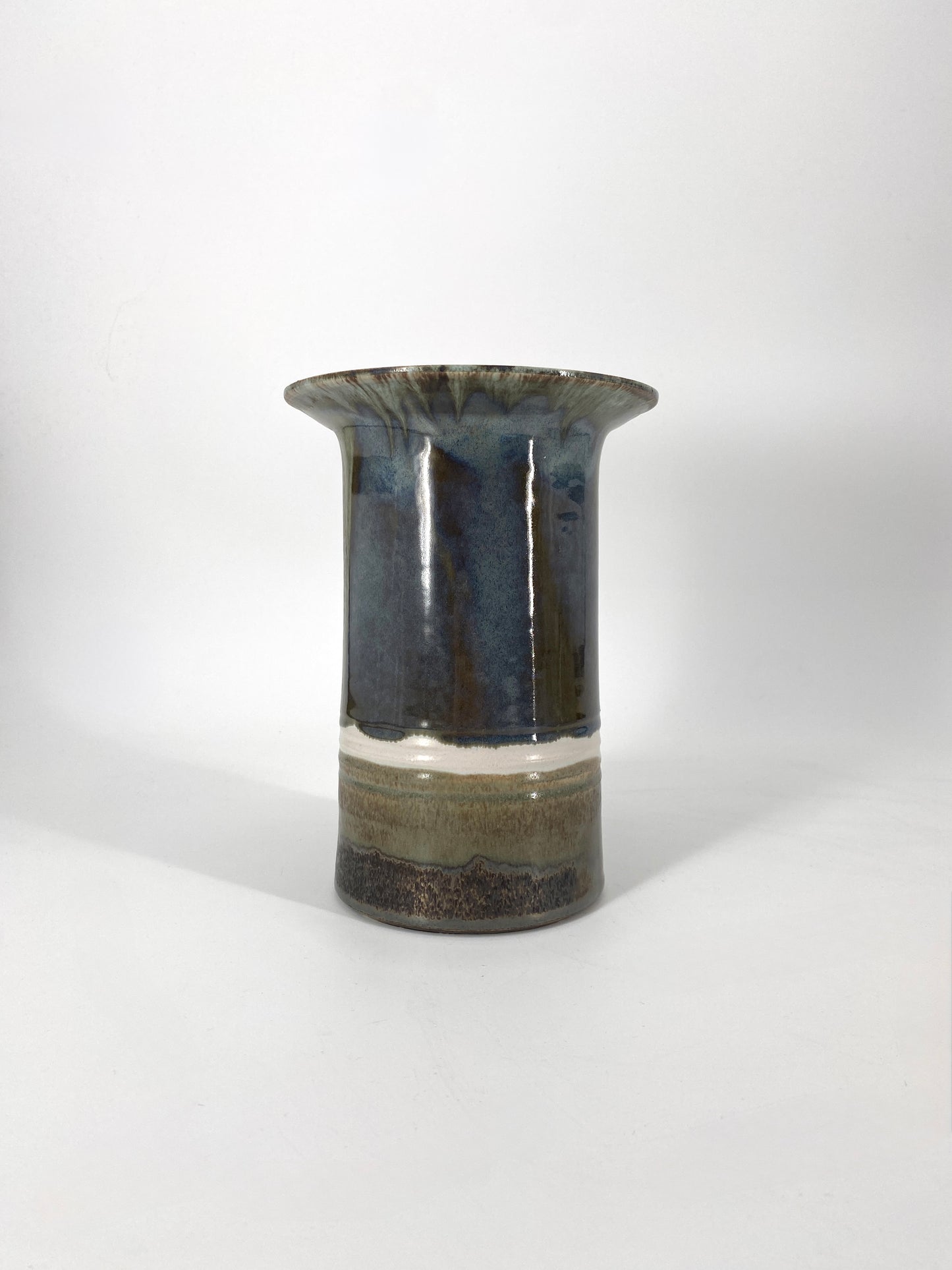 Studiokeramik Vase mit grünem Farbverlauf, 70er