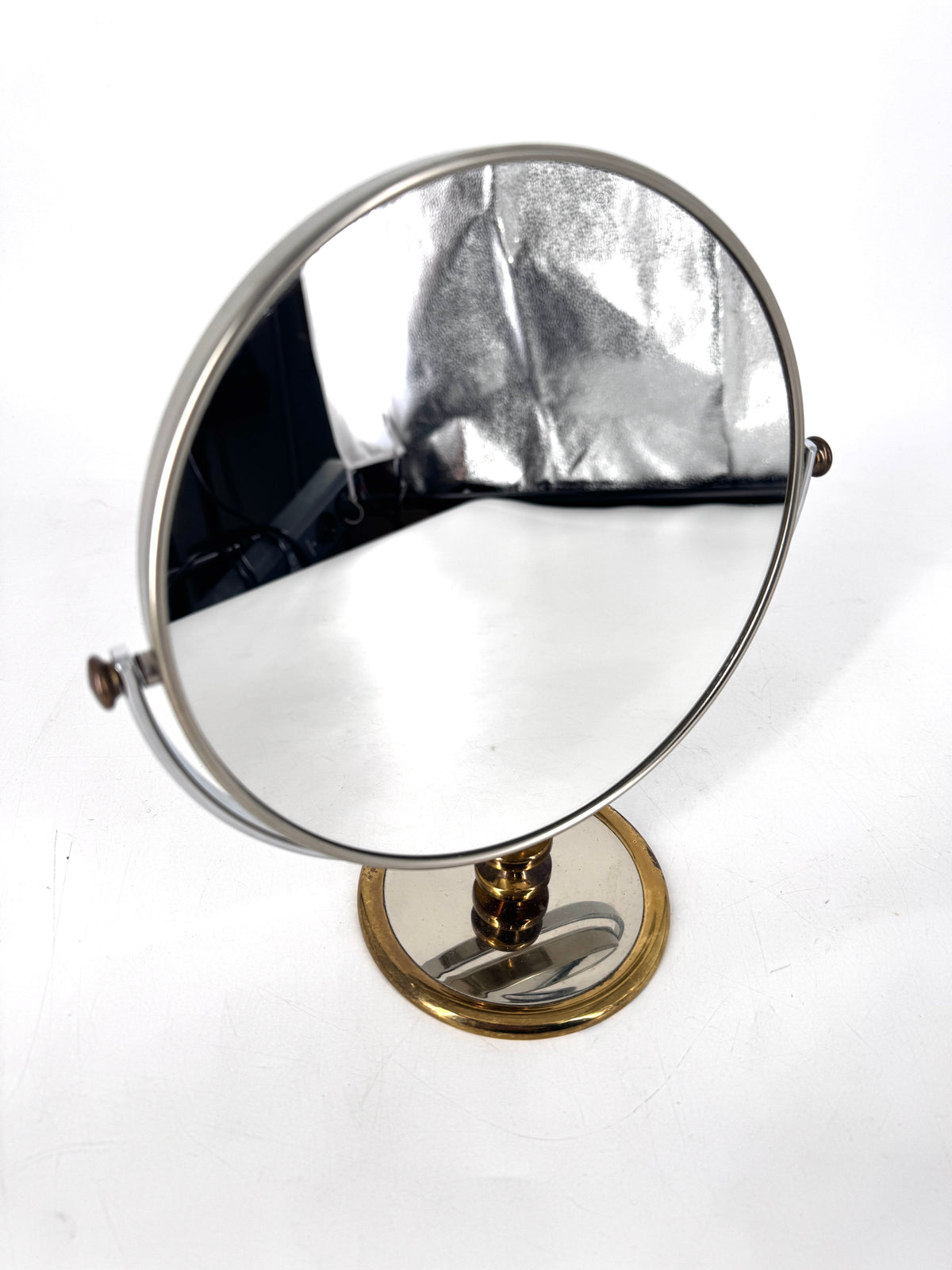VINTAGE KOSMETIKSPIEGEL RASIERSPIEGEL "MADE IN GERMANY" CHROM UND MESSING