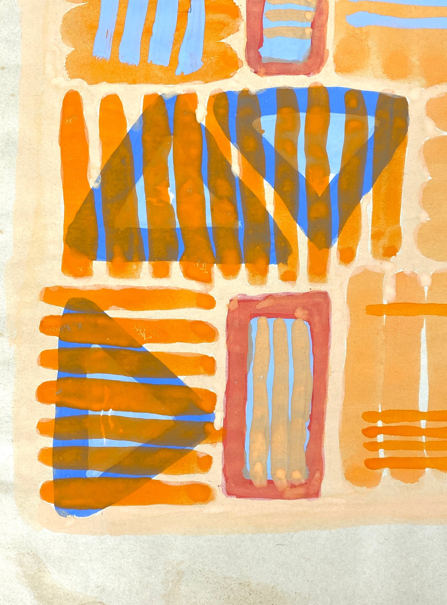 Dekoratives Gouachegemälde von Ernst Jörg Kruttschnitt, Bonn 1986, Unikat, signiert