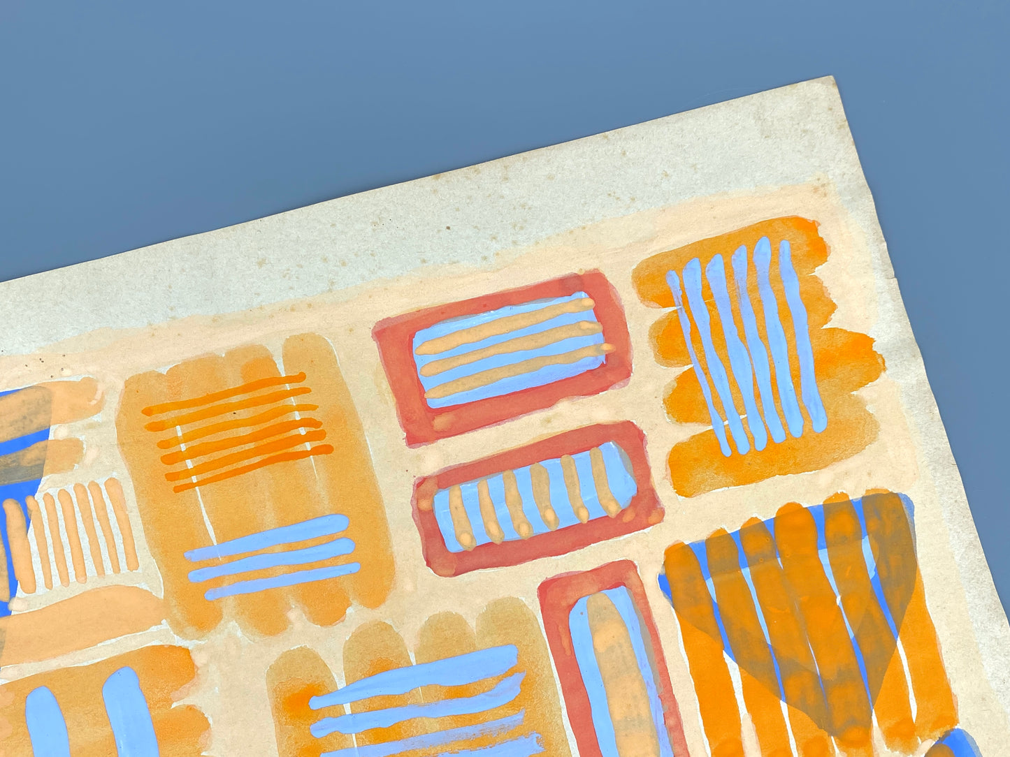 Dekoratives Gouachegemälde von Ernst Jörg Kruttschnitt, Bonn 1986, Unikat, signiert