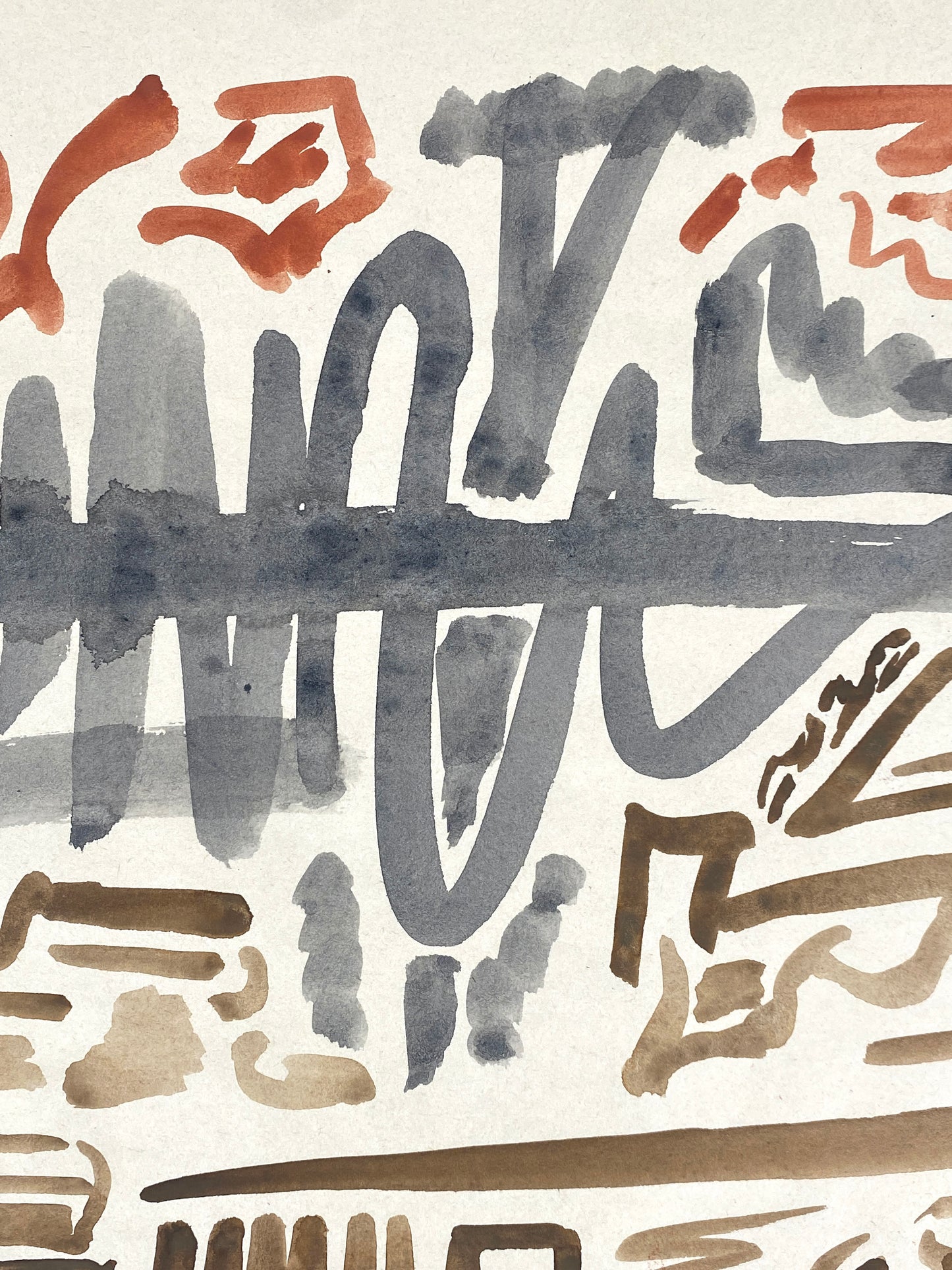 Dekoratives Gouachegemälde von Ernst Jörg Kruttschnitt, Bonn 1983, signiert