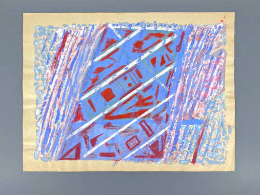 Dekoratives Gouachegemälde von Ernst Jörg Kruttschnitt, Bonn 1983, signiert