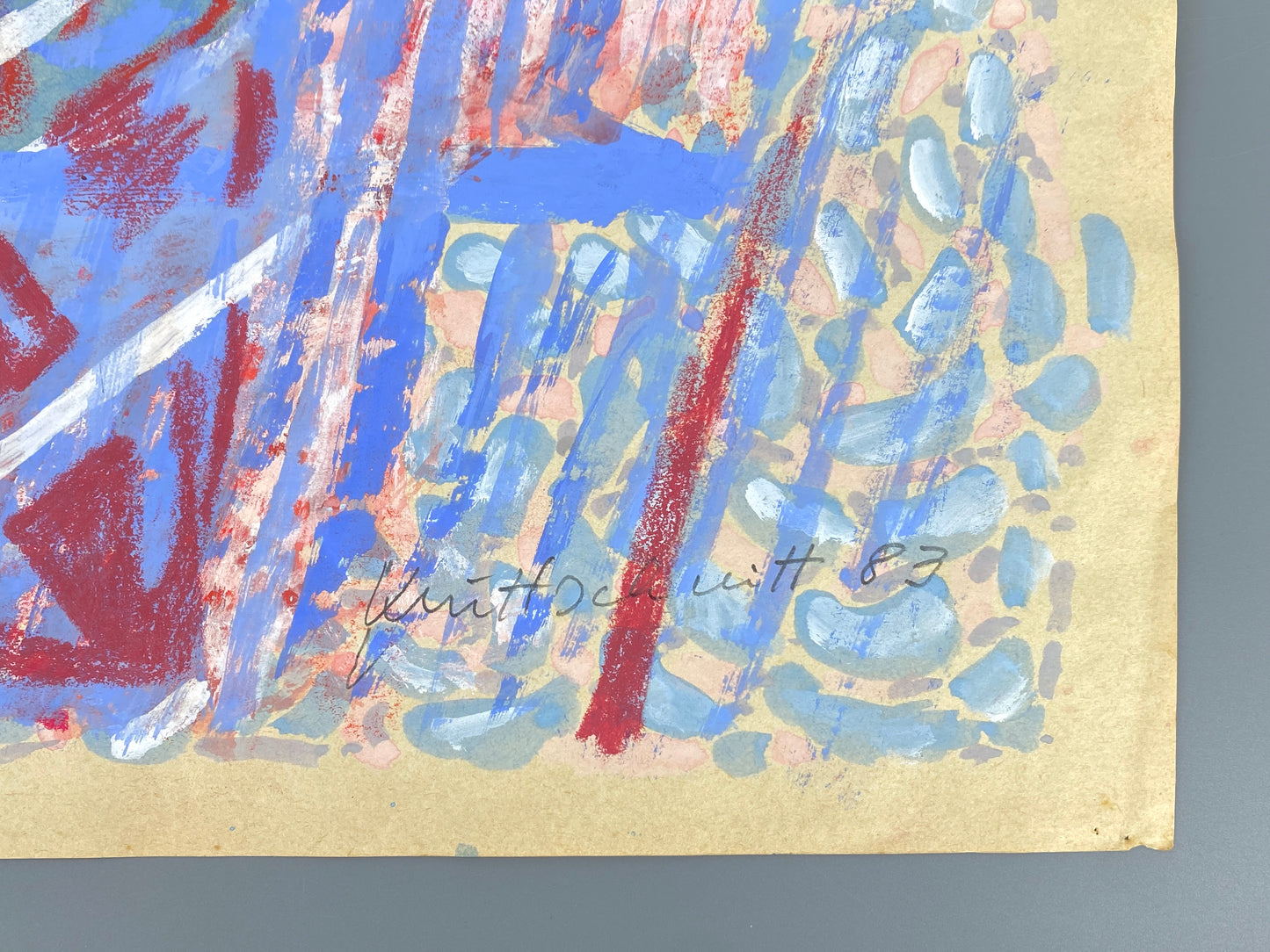 Dekoratives Gouachegemälde von Ernst Jörg Kruttschnitt, Bonn 1983, signiert