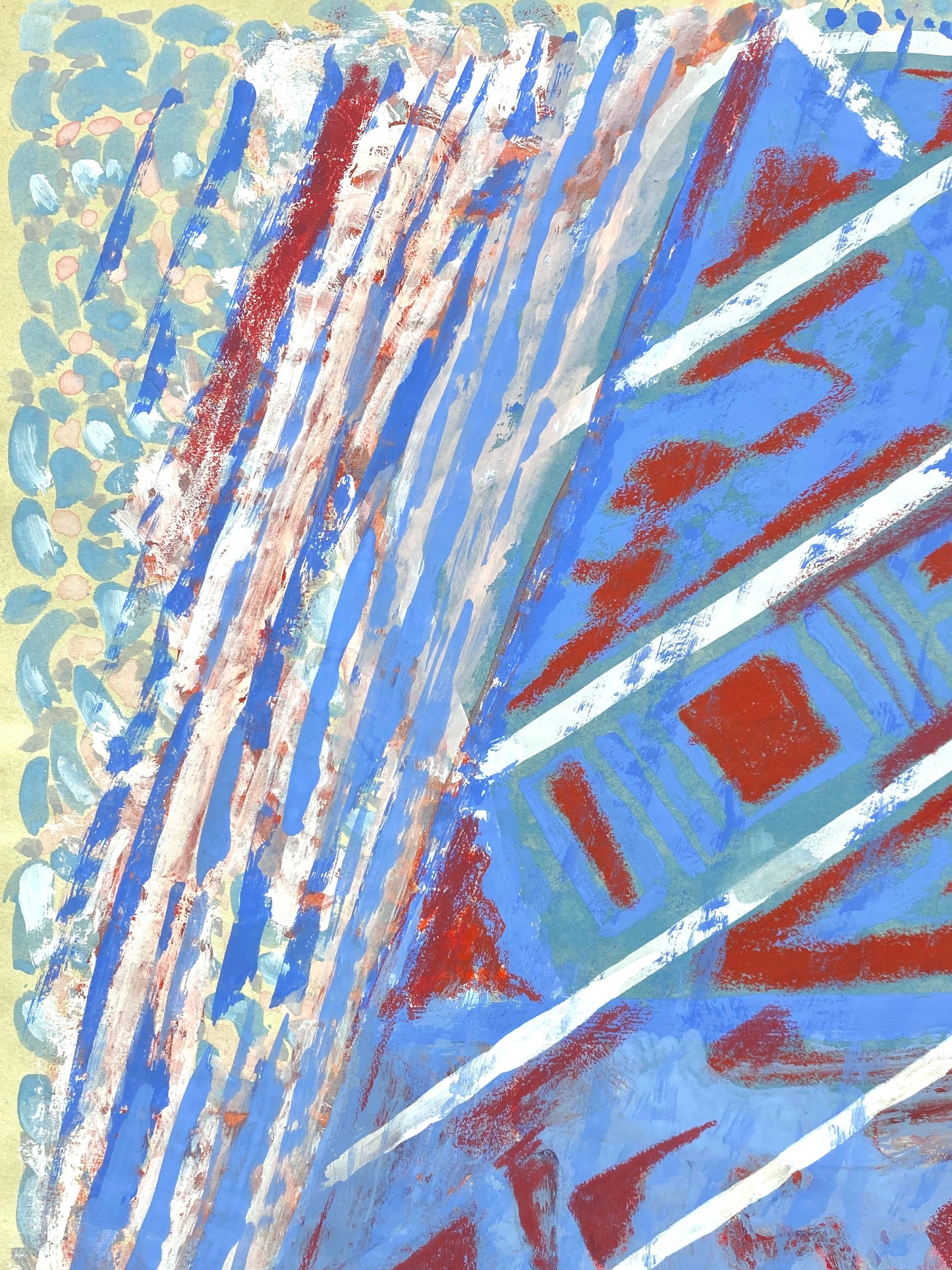 Dekoratives Gouachegemälde von Ernst Jörg Kruttschnitt, Bonn 1983, signiert