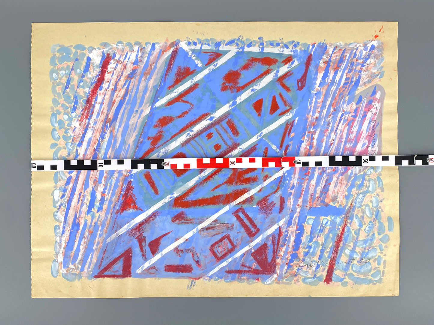 Dekoratives Gouachegemälde von Ernst Jörg Kruttschnitt, Bonn 1983, signiert