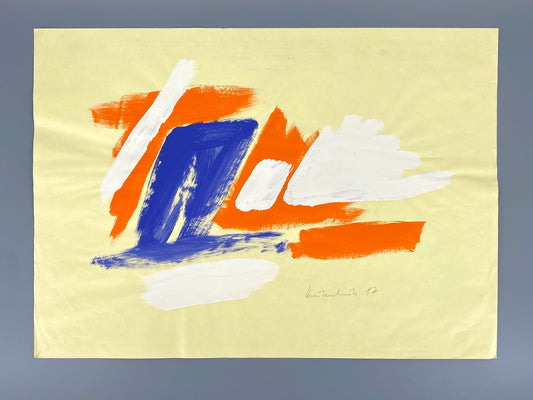 Dekoratives Gouachegemälde von Ernst Jörg Kruttschnitt, Bonn 1987, Unikat, signiert