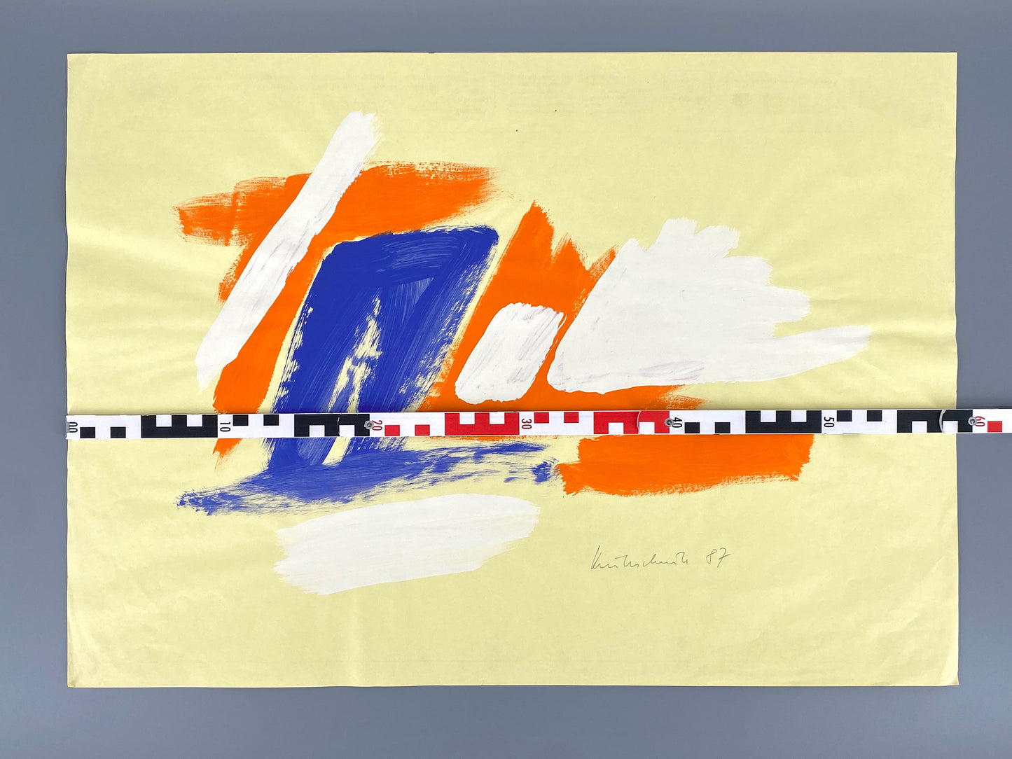 Dekoratives Gouachegemälde von Ernst Jörg Kruttschnitt, Bonn 1987, Unikat, signiert