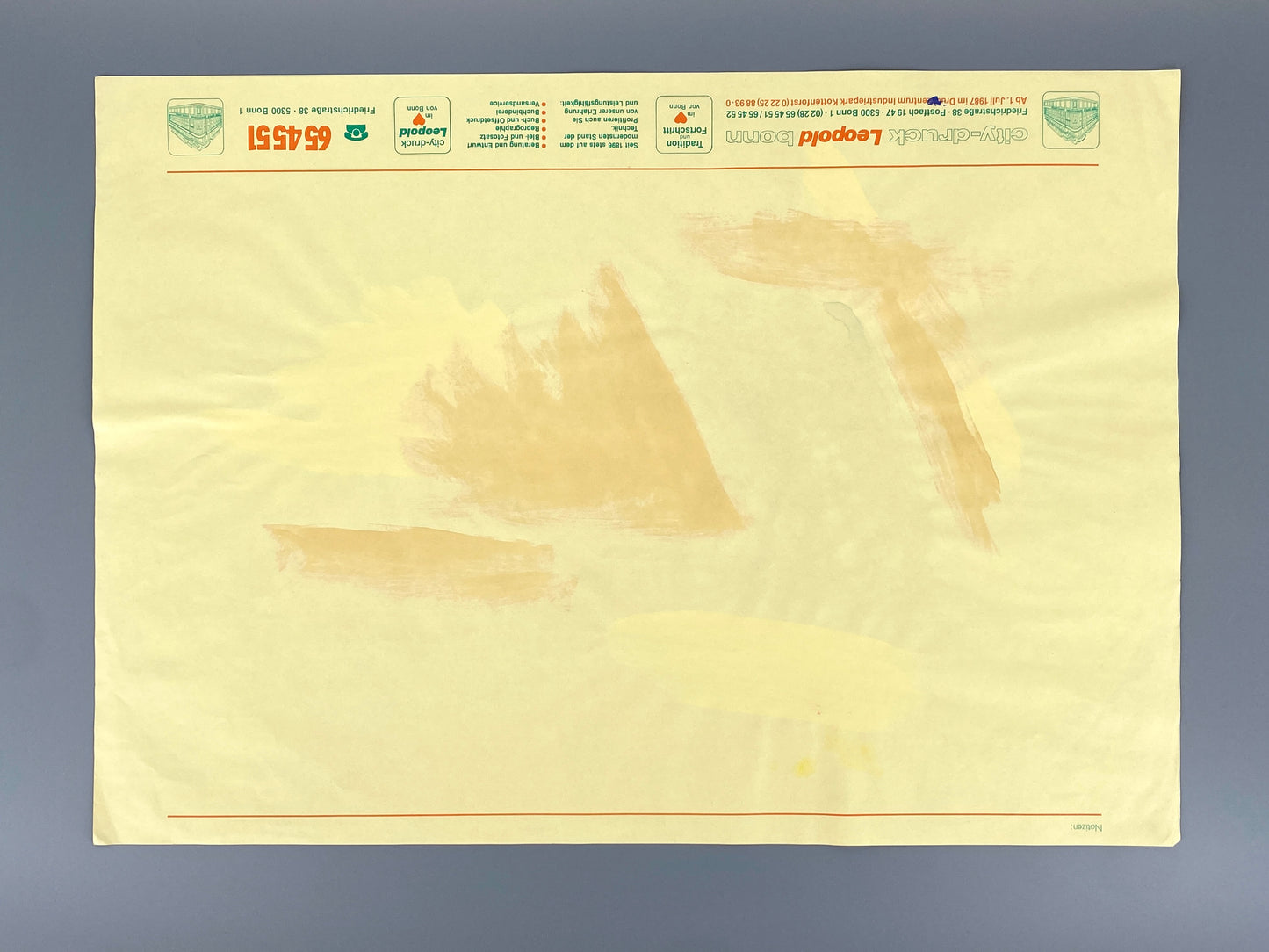 Dekoratives Gouachegemälde von Ernst Jörg Kruttschnitt, Bonn 1987, Unikat, signiert