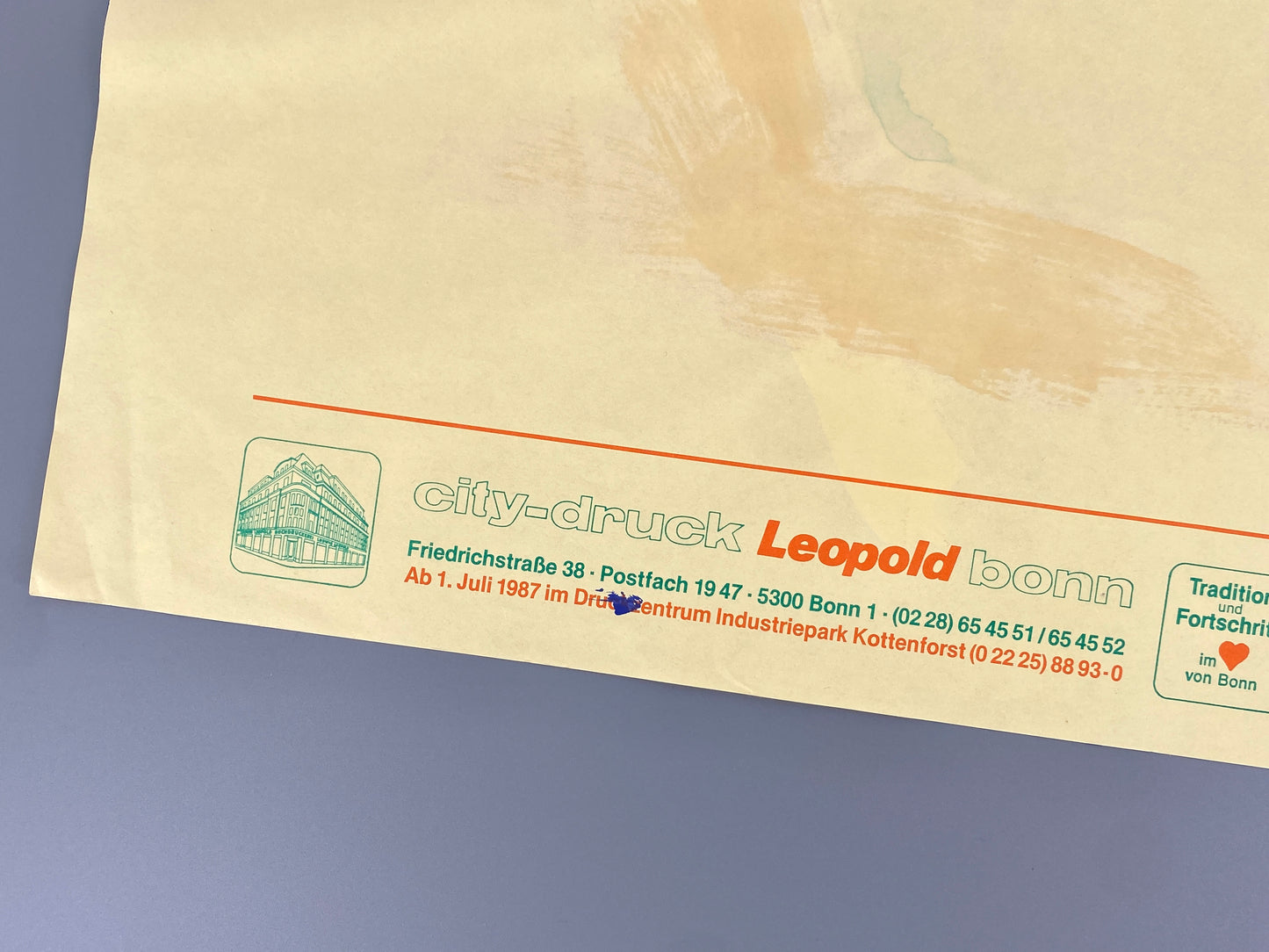 Dekoratives Gouachegemälde von Ernst Jörg Kruttschnitt, Bonn 1987, Unikat, signiert